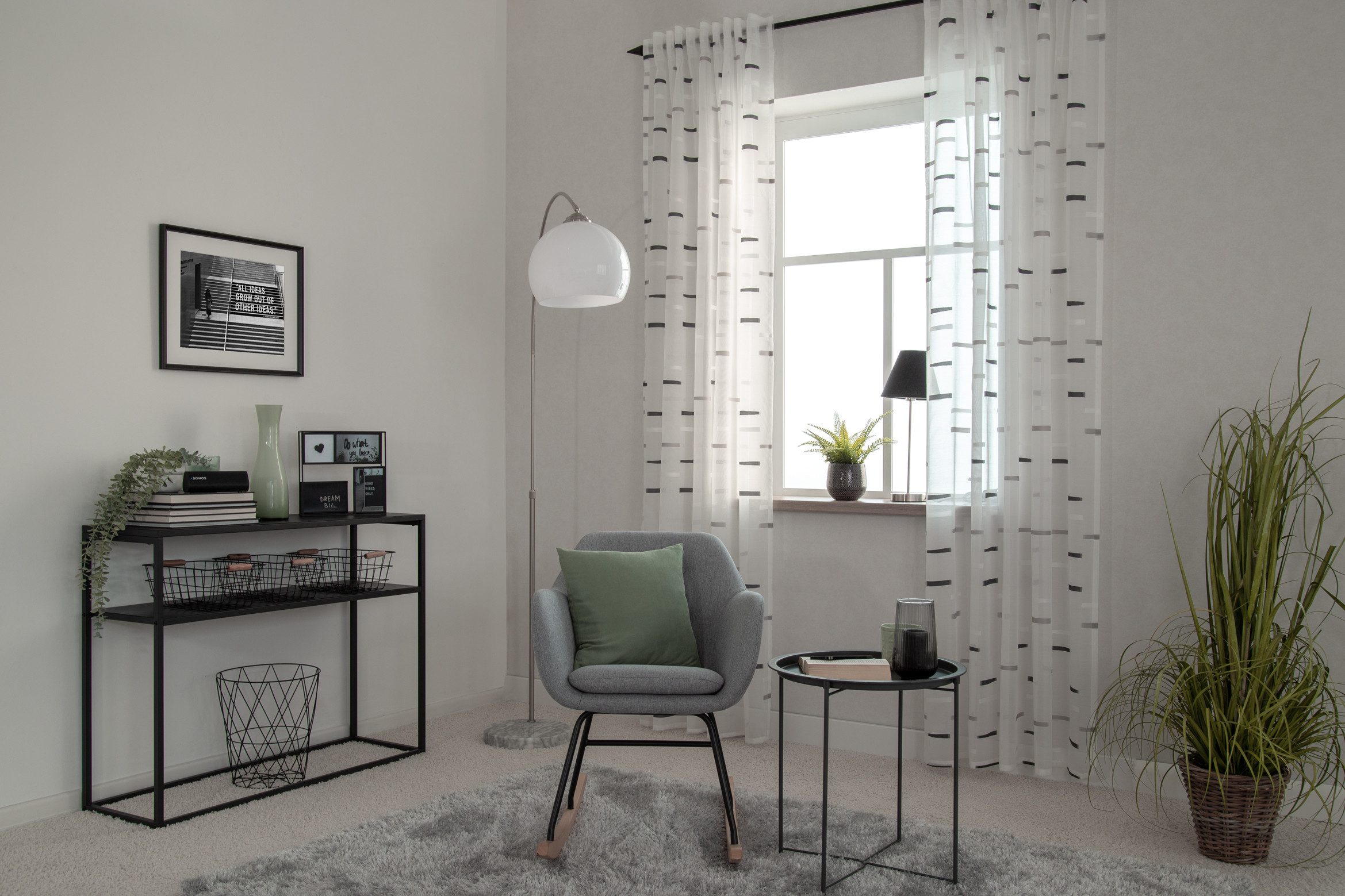 HOMING Gardine Justin (1 St), verdeckte Schlaufen, halbtransparent, Fertigschal