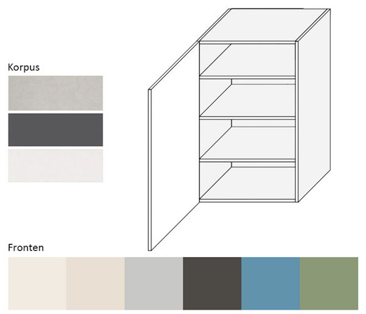 Feldmann-Wohnen und wählbar RAL 9001 60cm (Amaro) cremeweiß Klapphängeschrank Front- Amaro matt Korpusfarbe 1-türig