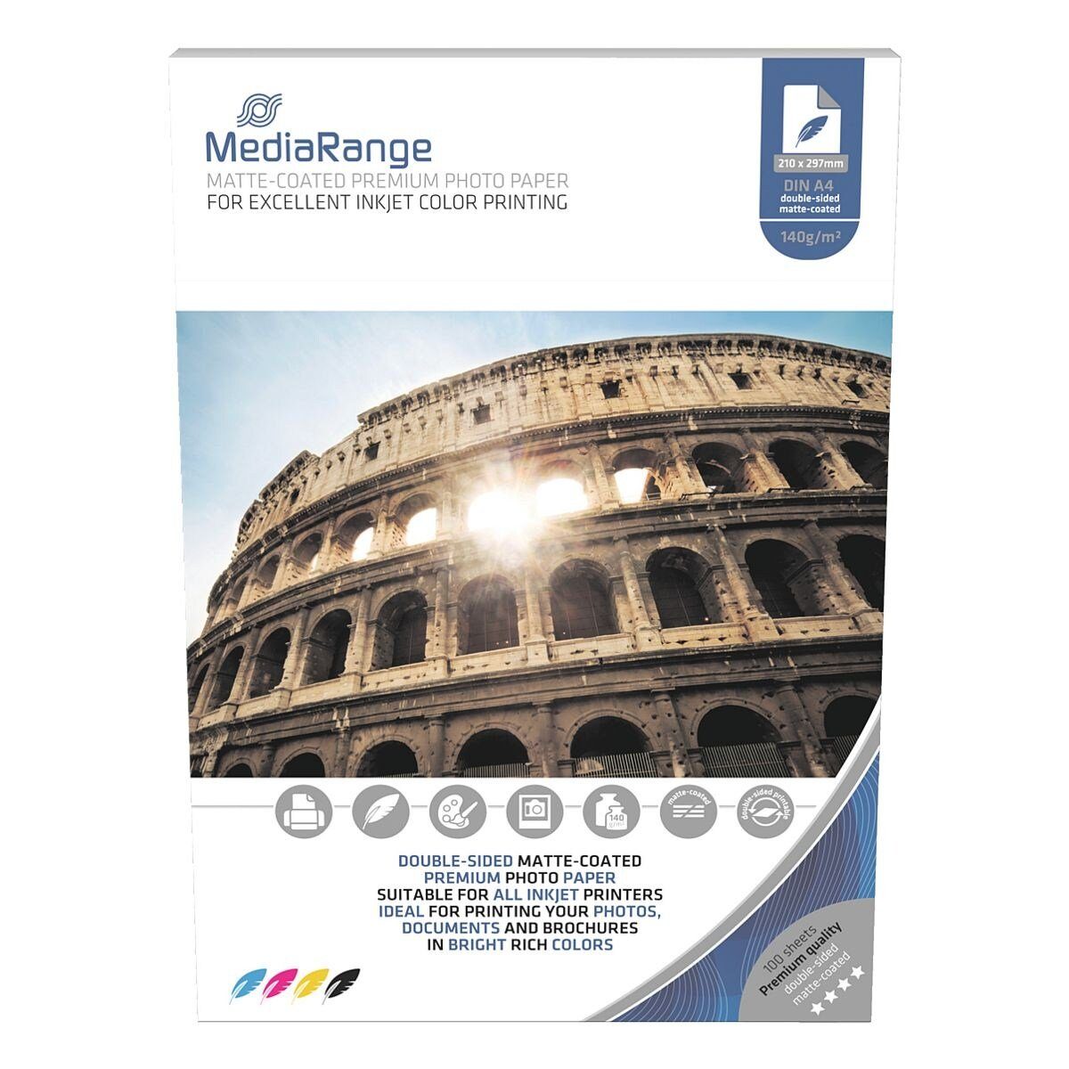 Mediarange Fotopapier MRINK111, Format A4, beidseitig matt, 100 Blatt