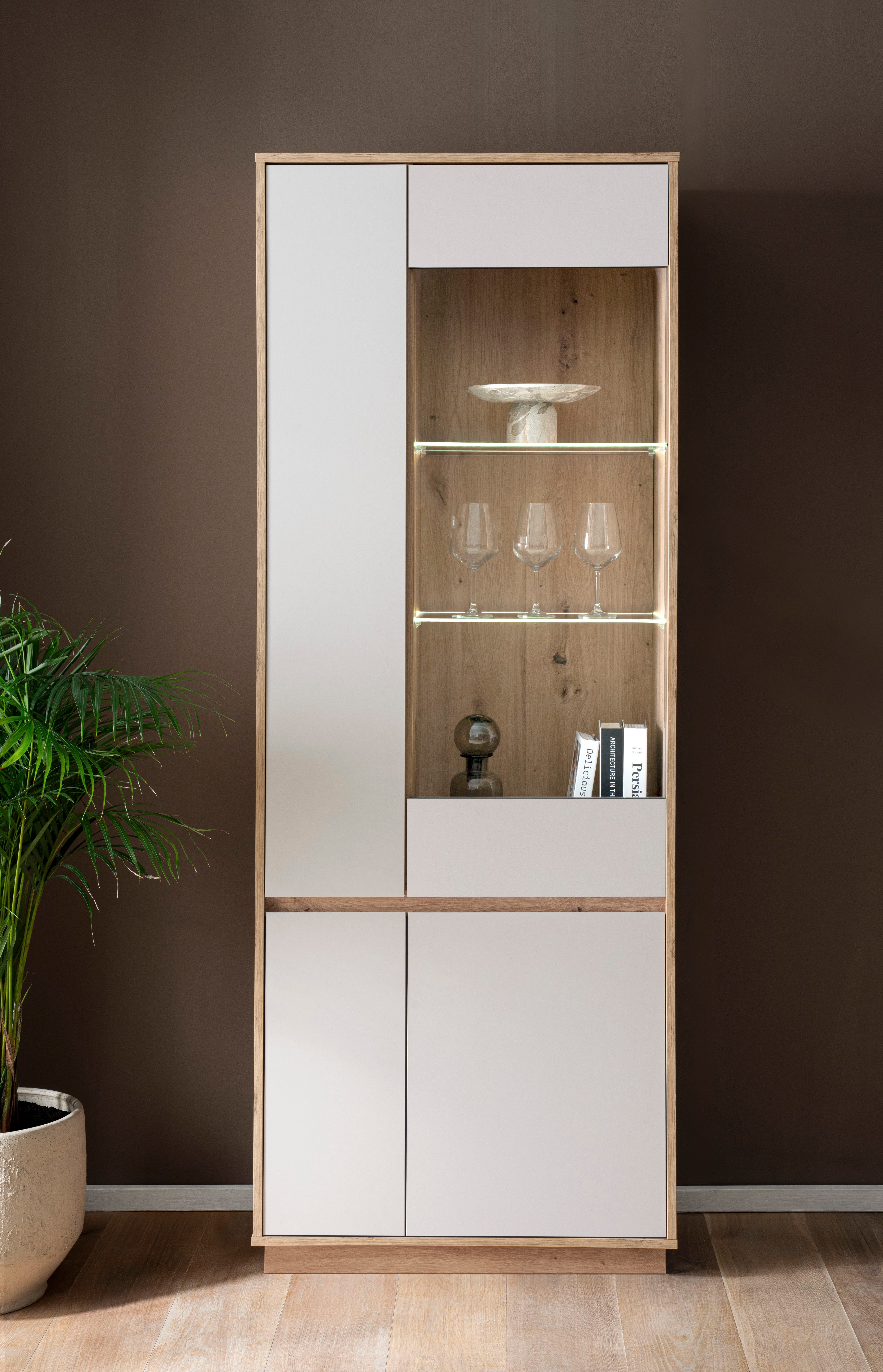 Home affaire Vitrine Sonora, moderne Glasvitrine, Stauraumelement, Schrank filigrane Rahmenoptik, ausreichend Stauraum, vielseitig einsetzbar