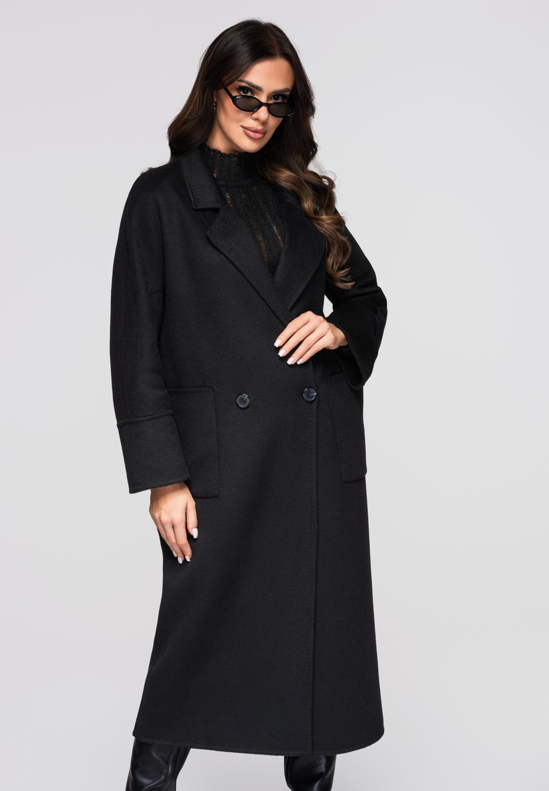 OMBRE Wintermantel Langer Doppelreihiger Mantel aus Wollmischung günstig online kaufen