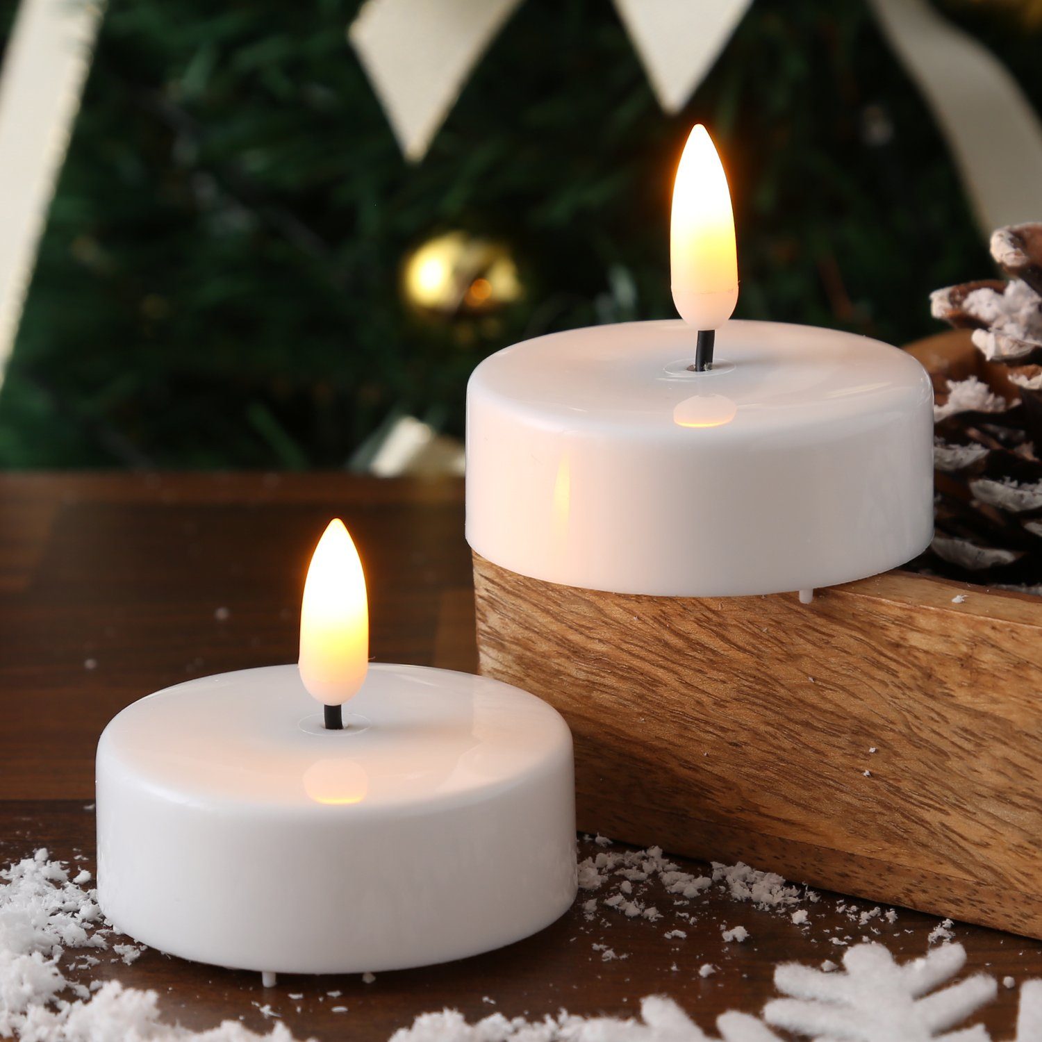MARELIDA LED-Kerze »LED Teelichter flackernde 3D Flamme flammenlos Batterie  Timer D: 5,8cm weiß 2St.« (2-tlg) online kaufen | OTTO
