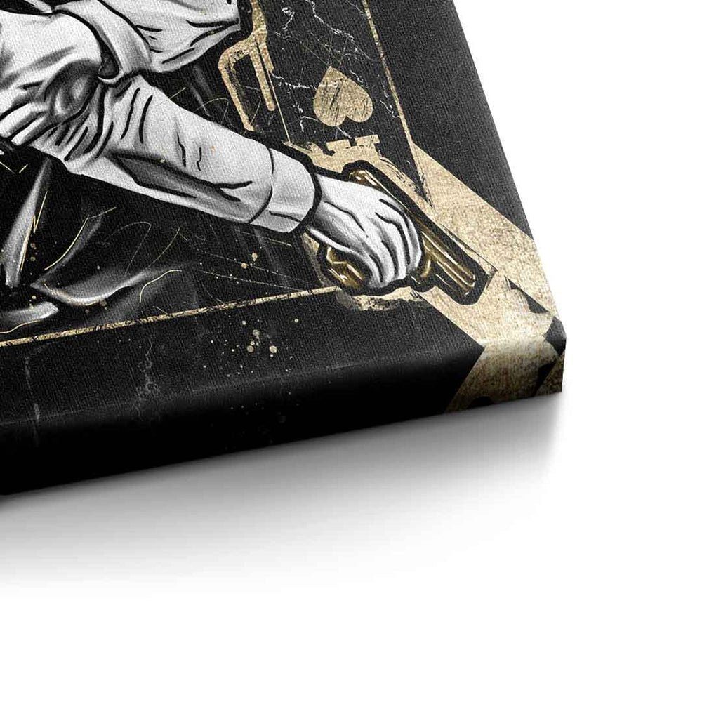 DOTCOMCANVAS® Leinwandbild, Premium Wandbild GANGSTER - Rahmen Popart gold schwarz KING Cartoon ohne