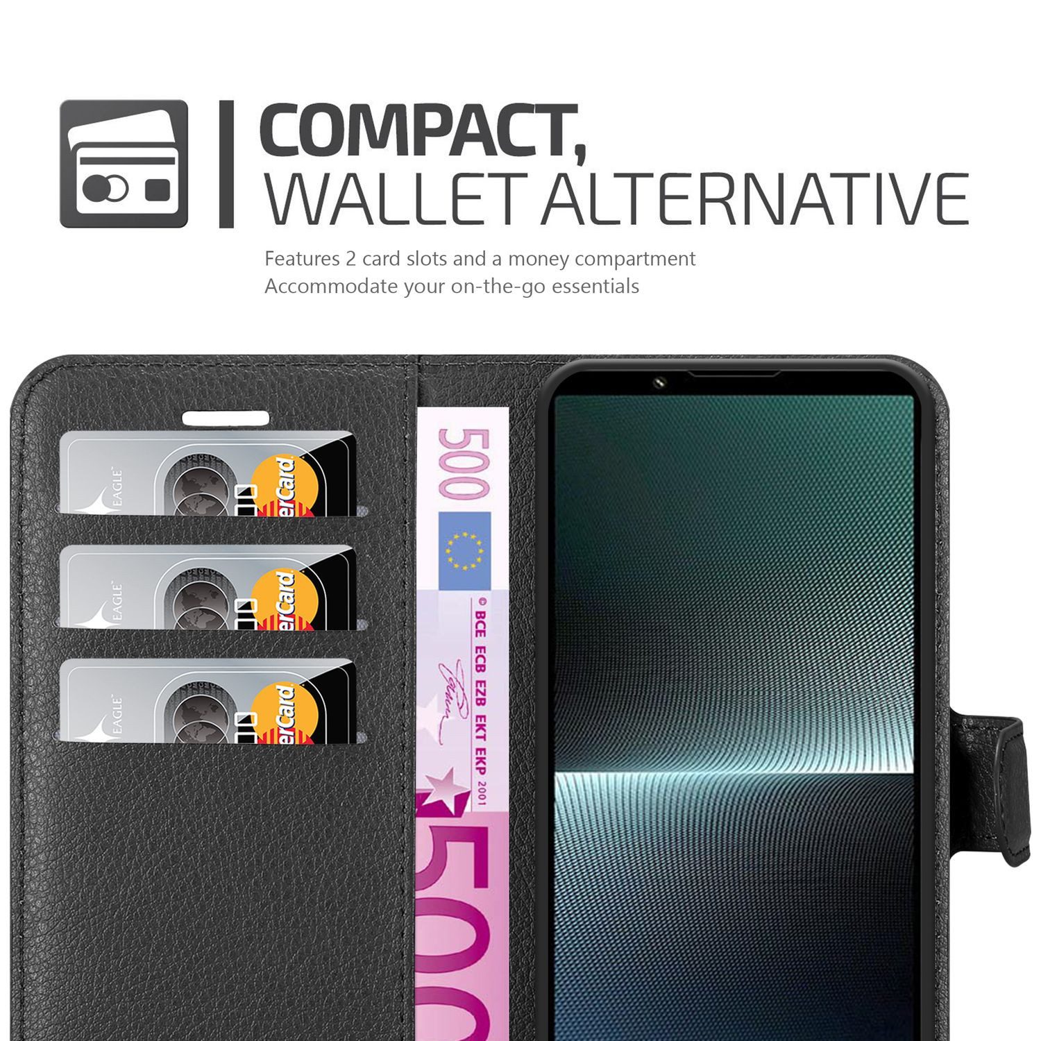 Cadorabo Handyhülle für Sony Xperia 1 V Hülle Sony Xperia 1 V, Hülle Schutzhülle mit Standfunktion, Kartenfach und Magnetverschluss