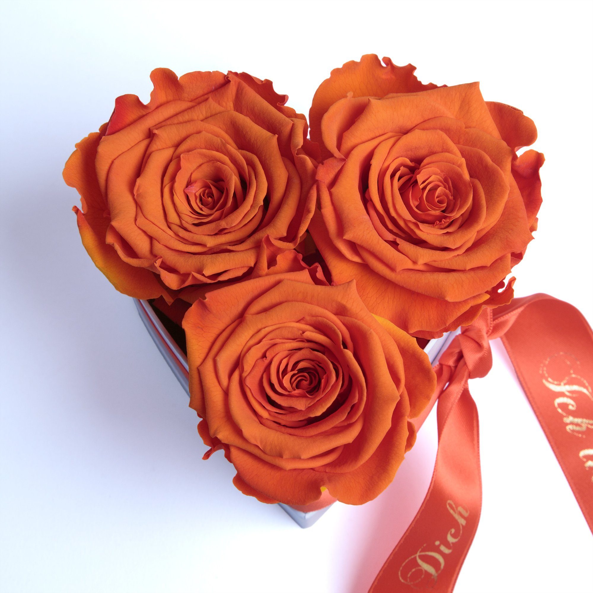 Herz Valentinstag Rose, Heidelberg, orange Ich ROSEMARIE Rosen Liebesbeweis cm, Höhe liebe Rosenbox SCHULZ Sie 10 für 3 Kunstblume Geschenk infinity Dich