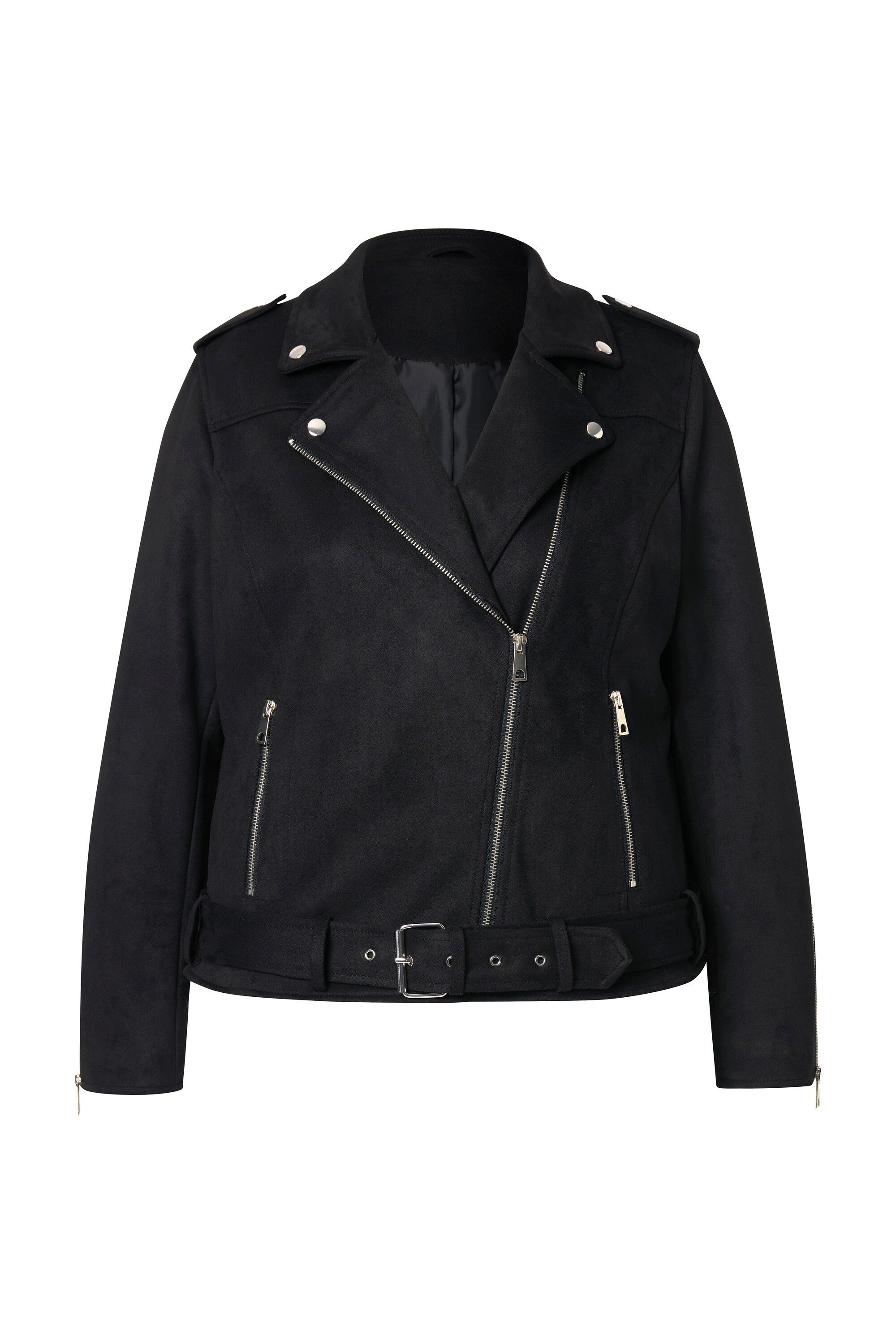 MIAMODA Sommerjacke Bikerjacke Veloursleder-Optik Revrskragen günstig online kaufen