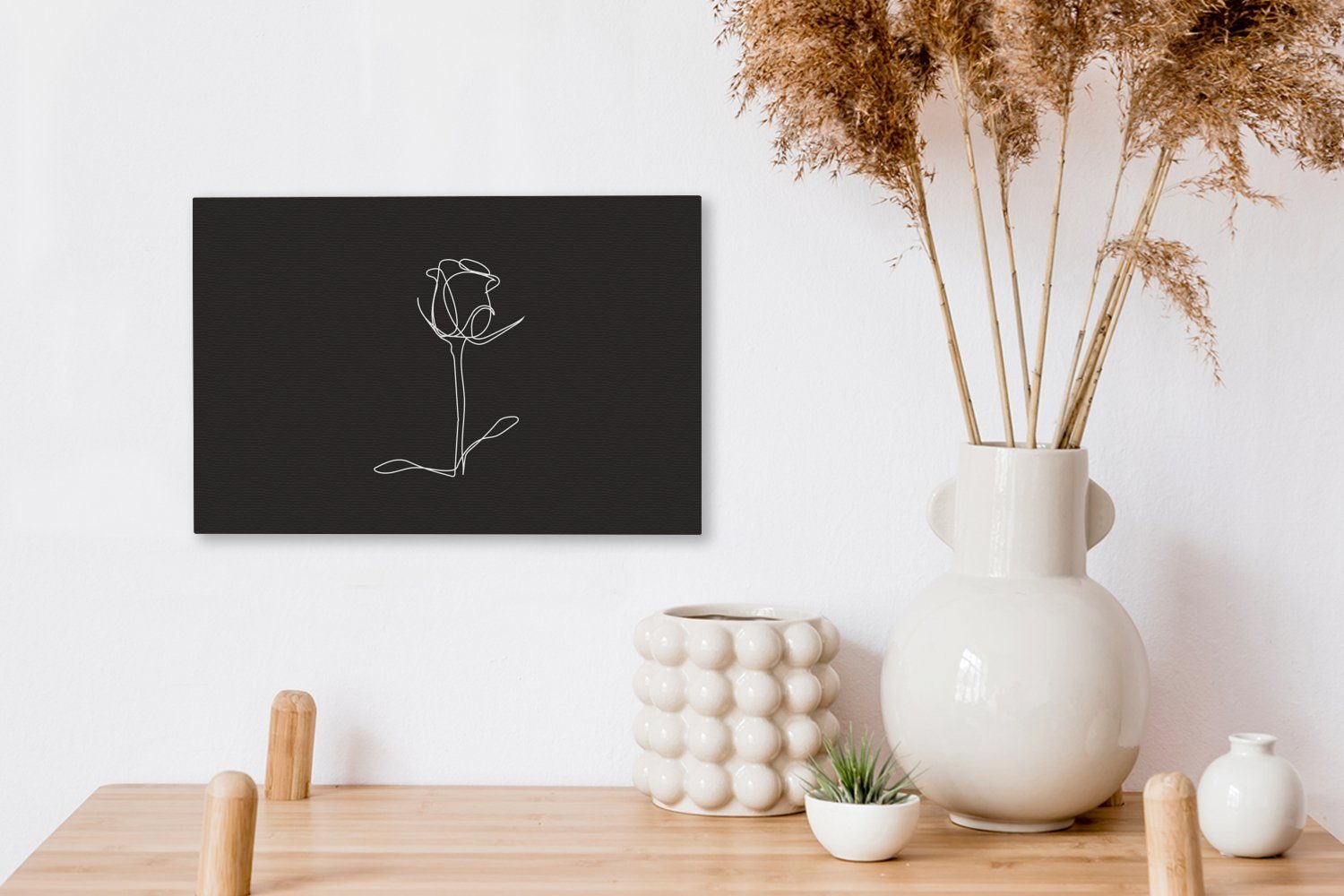 OneMillionCanvasses® Leinwandbild Blume - Rose Leinwandbilder, Aufhängefertig, (1 30x20 Wandbild Weiß, Schwarz - cm - St), Wanddeko