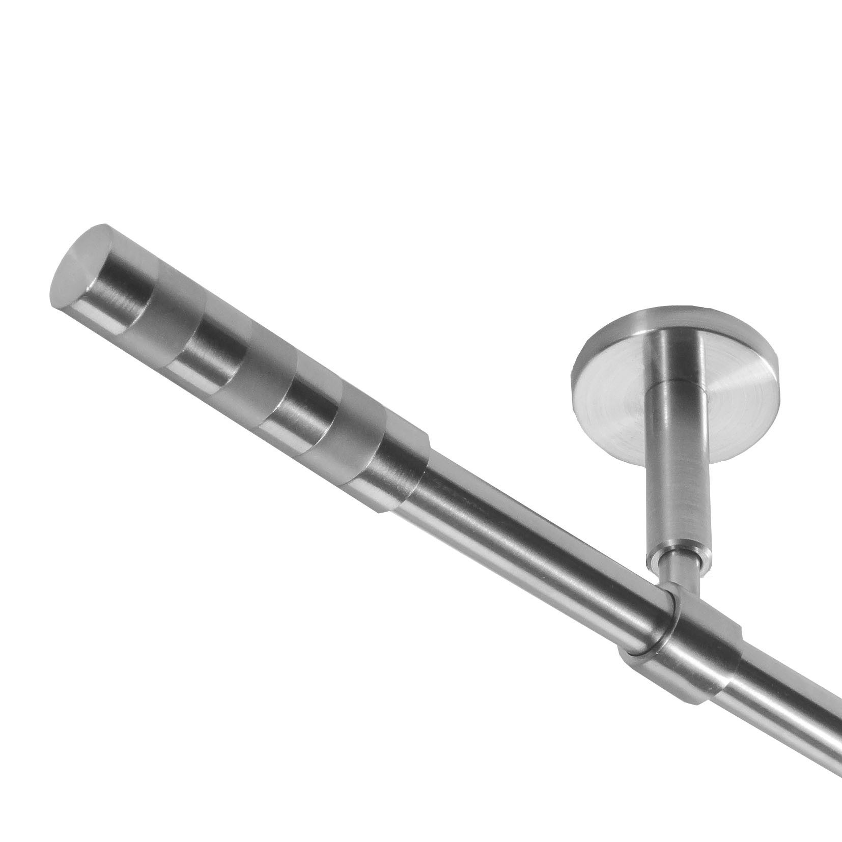 BASIT Gardinenstange Rohr Edelstahloptik 16 mm mit Deckenträgern 120 cm E12 günstig online kaufen