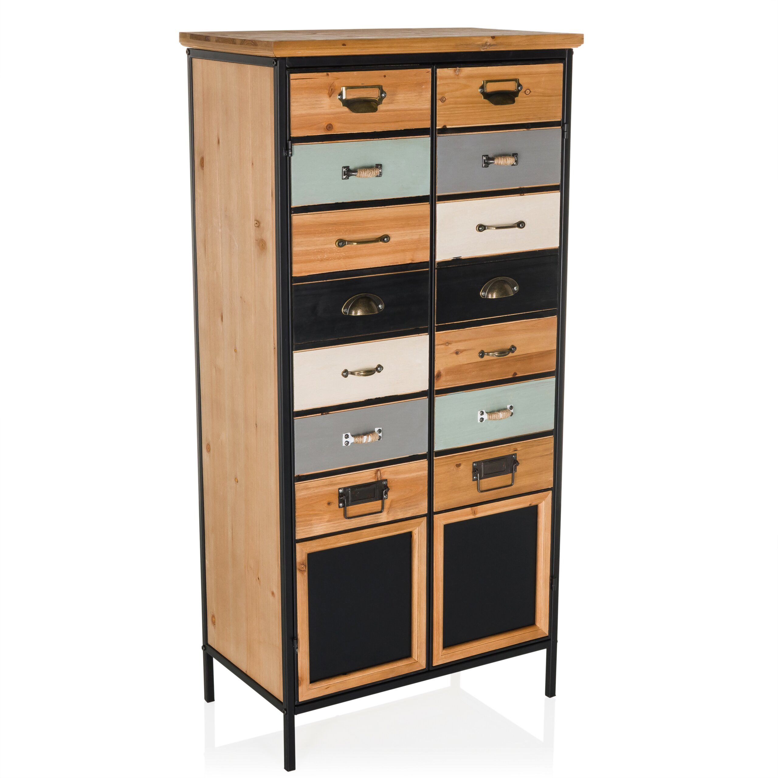 hjh LIVING Kommode CONTINENTO HIGH Sideboard H/B/T:, Highboard Schrank im Vintage-Stil mit Doppeltüre, Schubladenimitation