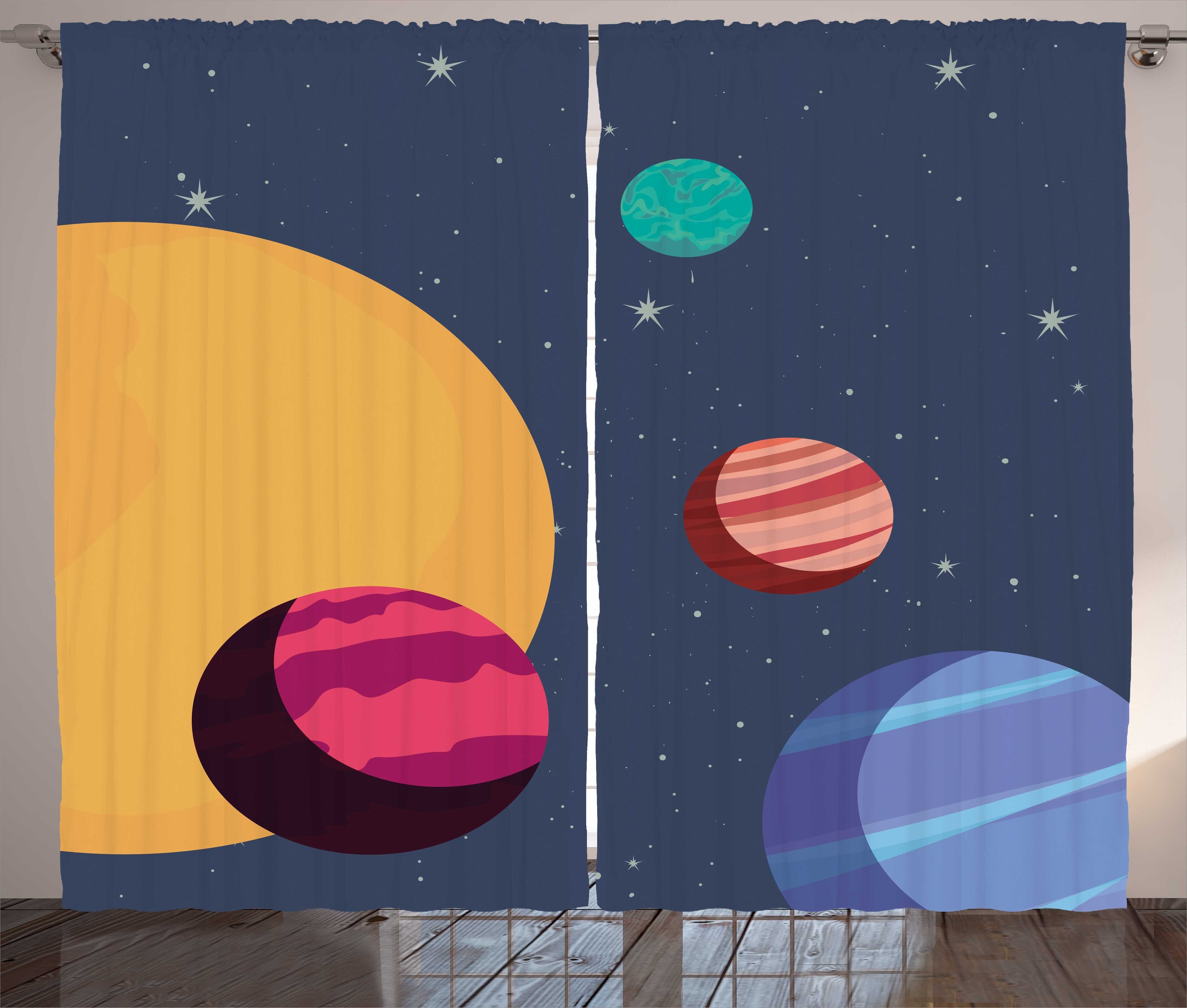 Schlafzimmer Cartoon Bunte Vorhang Kräuselband Gardine Haken, Planeten und Astronomie Schlaufen mit Abakuhaus,