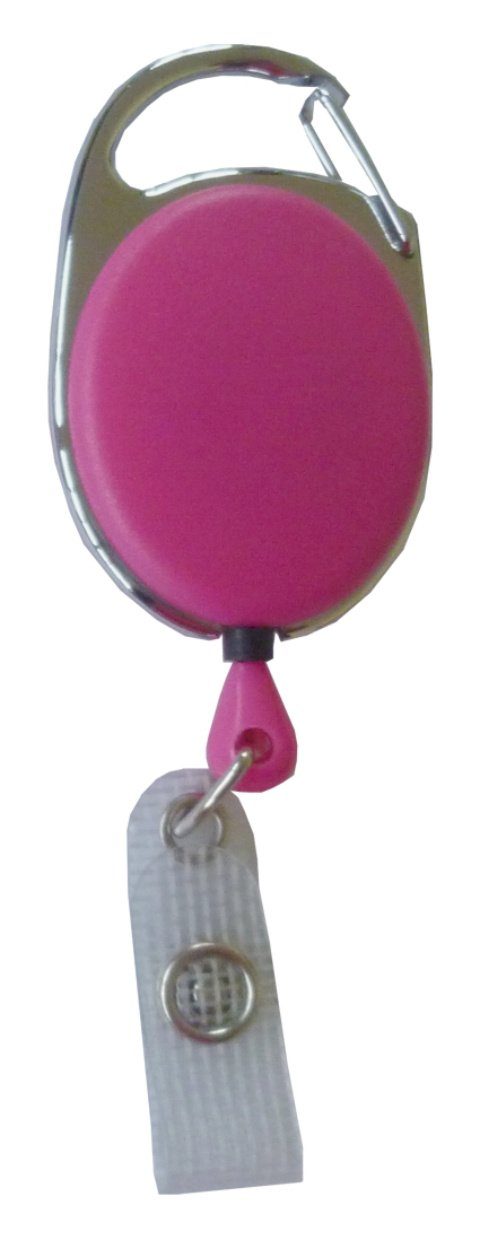 Kranholdt Schlüsselanhänger Jojo / Ausweishalter / Ausweisclip ovale Form (10-tlg), Metallumrandung, Druckknopfschlaufe Pink