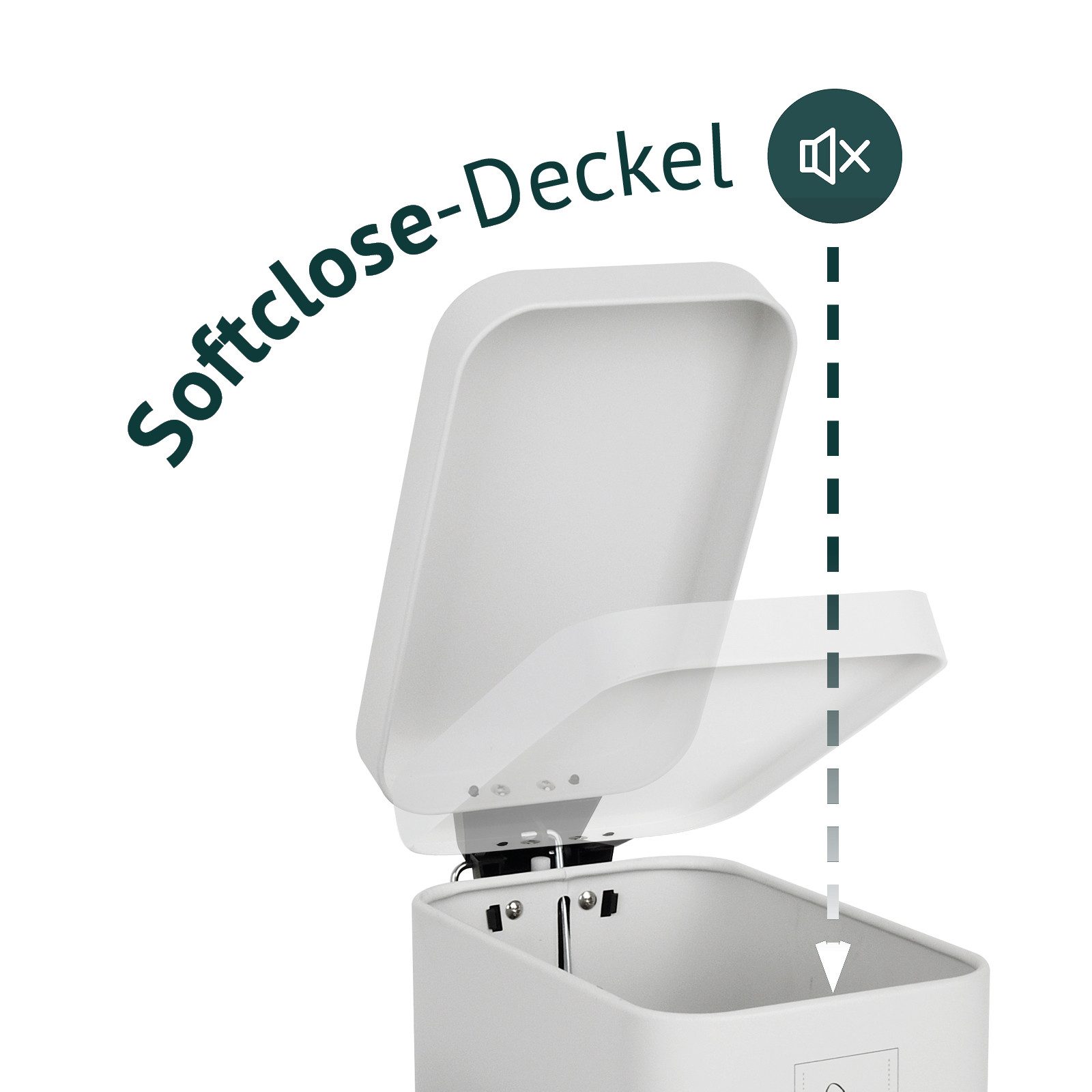 SVITA Mülleimer STM5, Treteimer, Kosmetikeimer, Softclose, 5L, Stahl pulverbeschichtet Weiß