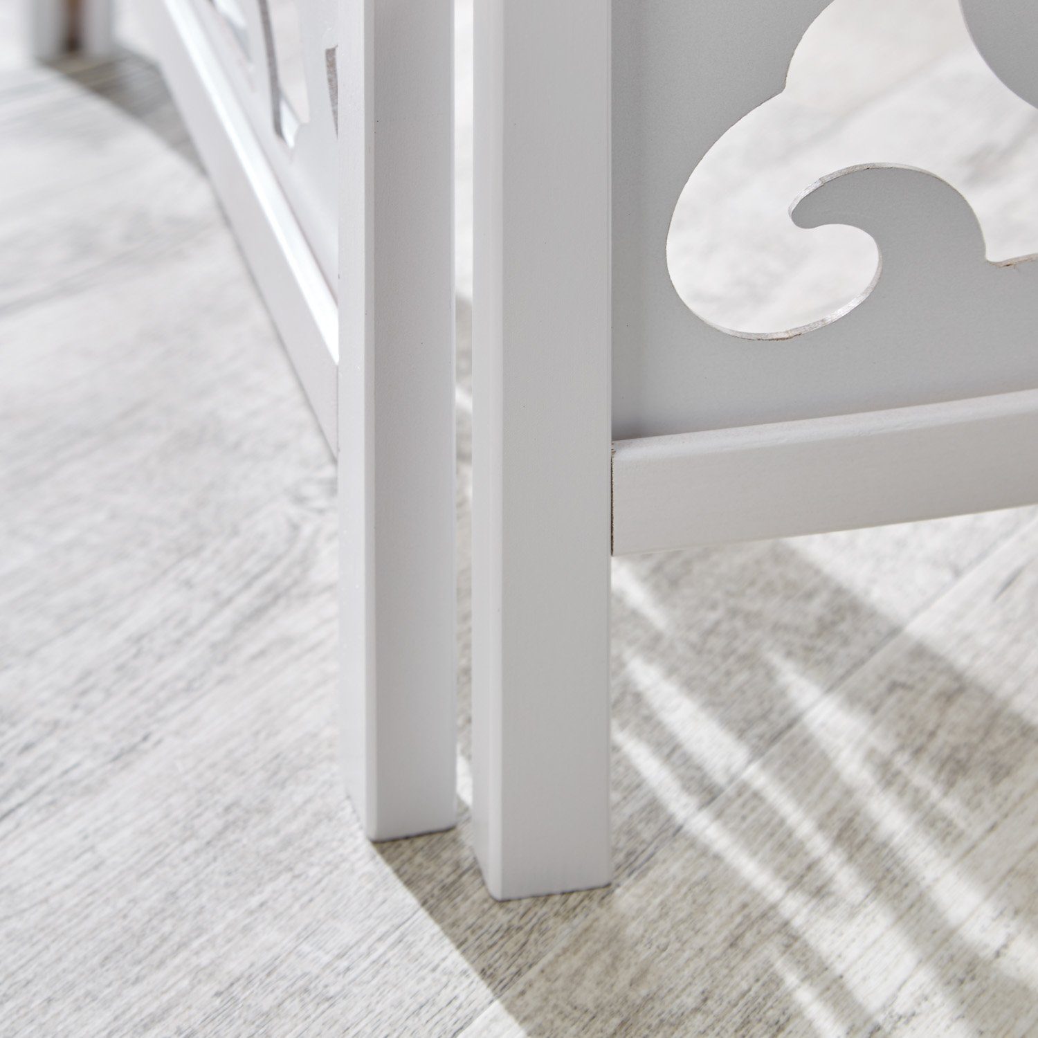 Homestyle4u Paravent Raumteiler Holz Trennwand Sichtschutz Weiß Indoor Motiv Dekoobjekt (3-teilig), faltbar, Dekoration