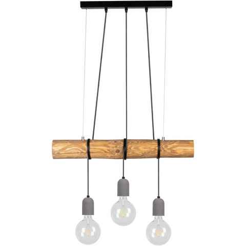 SPOT Light Pendelleuchte TRABO CONCRETE, Leuchtmittel wechselbar, Hängeleuchte, Holzbalken aus Kiefernholz Ø 8-12 cm, echter Beton