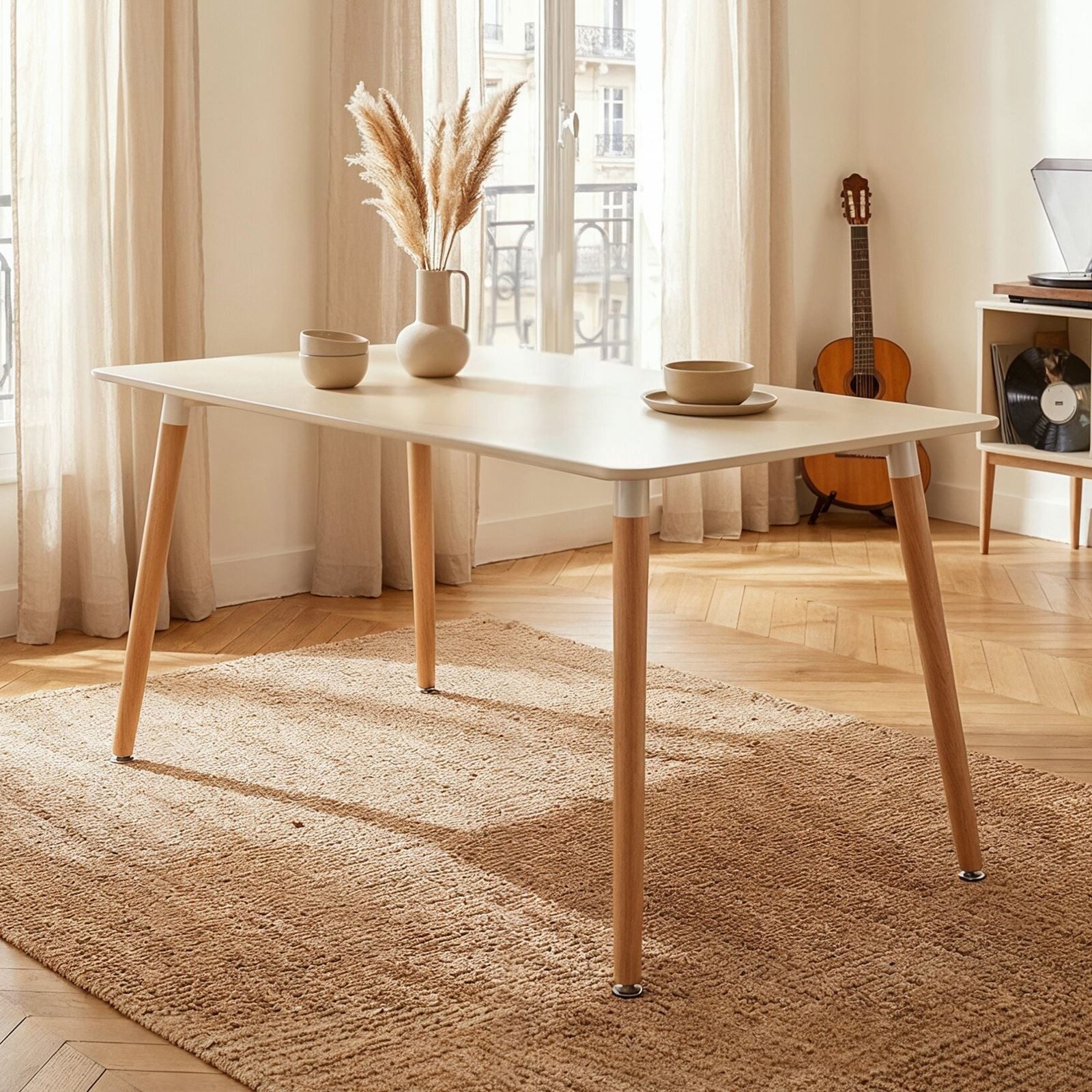 IDIMEX Esstisch SHANNON, Esszimmertisch 120x70 cm mit MDF-Platte und Buchenholzbeinen Cremeweiß