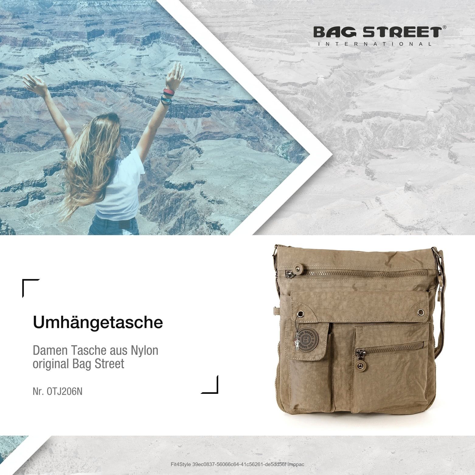 BAG STREET Umhängetasche Bag Street Damenhandtasche Umhängetasche (Umhängetasche), Damen, Jugend Umhängetasche Nylon, stone, braun ca. 31cm x ca. 33cm