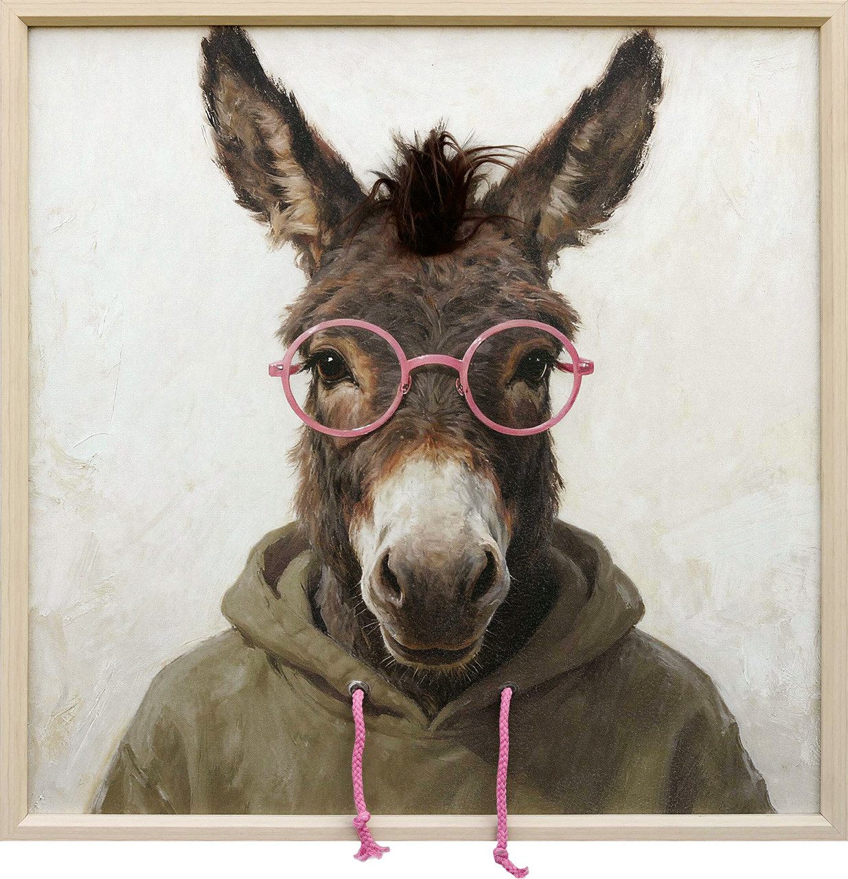 ArtUniverse Gemälde Leinwandbild Kunstfell Donkey Student 60 x 60 cm, Tiermotiv