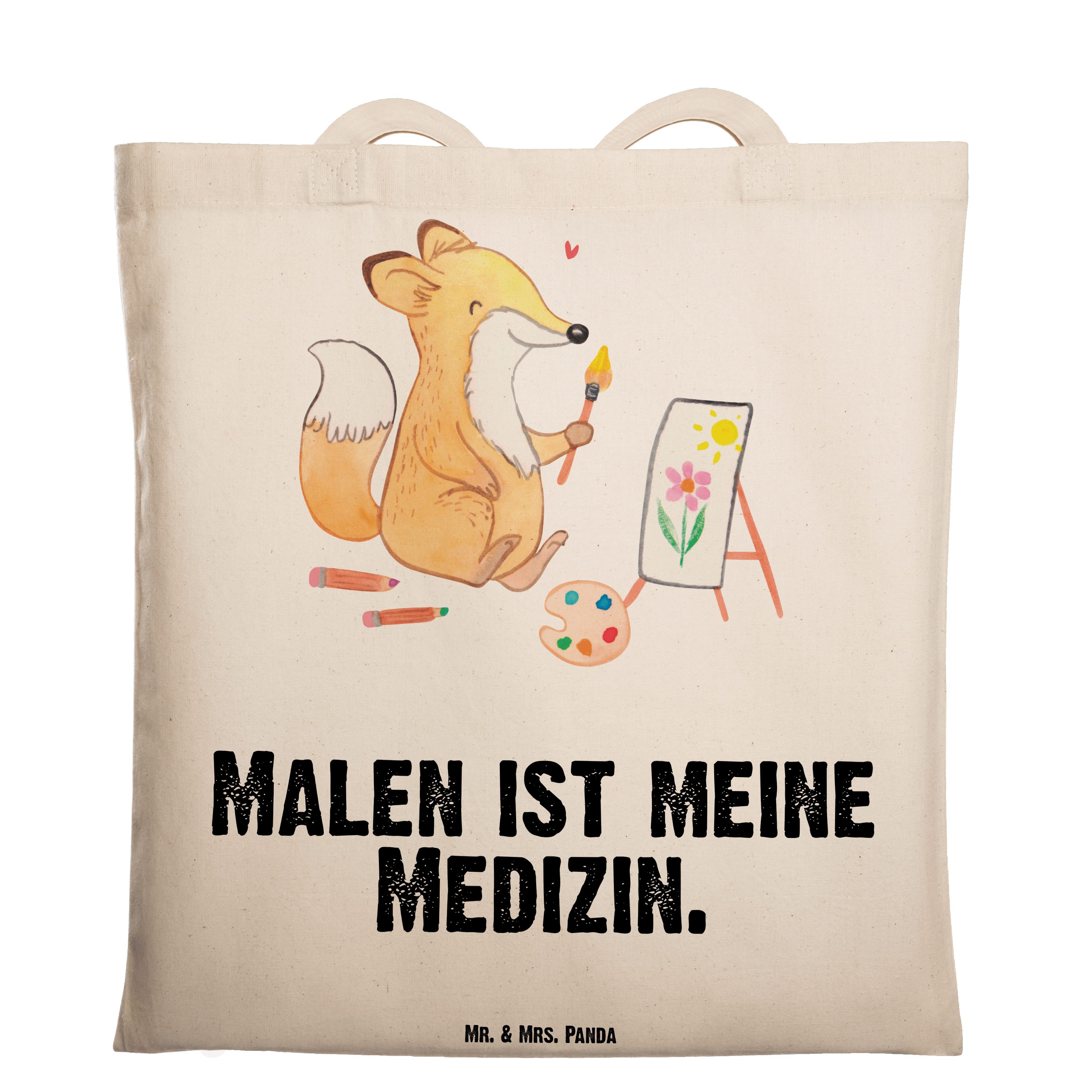 Mr. & Mrs. Panda Tragetasche Fuchs Malen Medizin - Transparent - Geschenk, Auszeichnung, Sportler (1-tlg)
