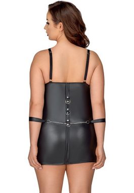 Cottelli Bondage Minikleid Wetlook Kleid mit Fesseln Plus Size - schwarz