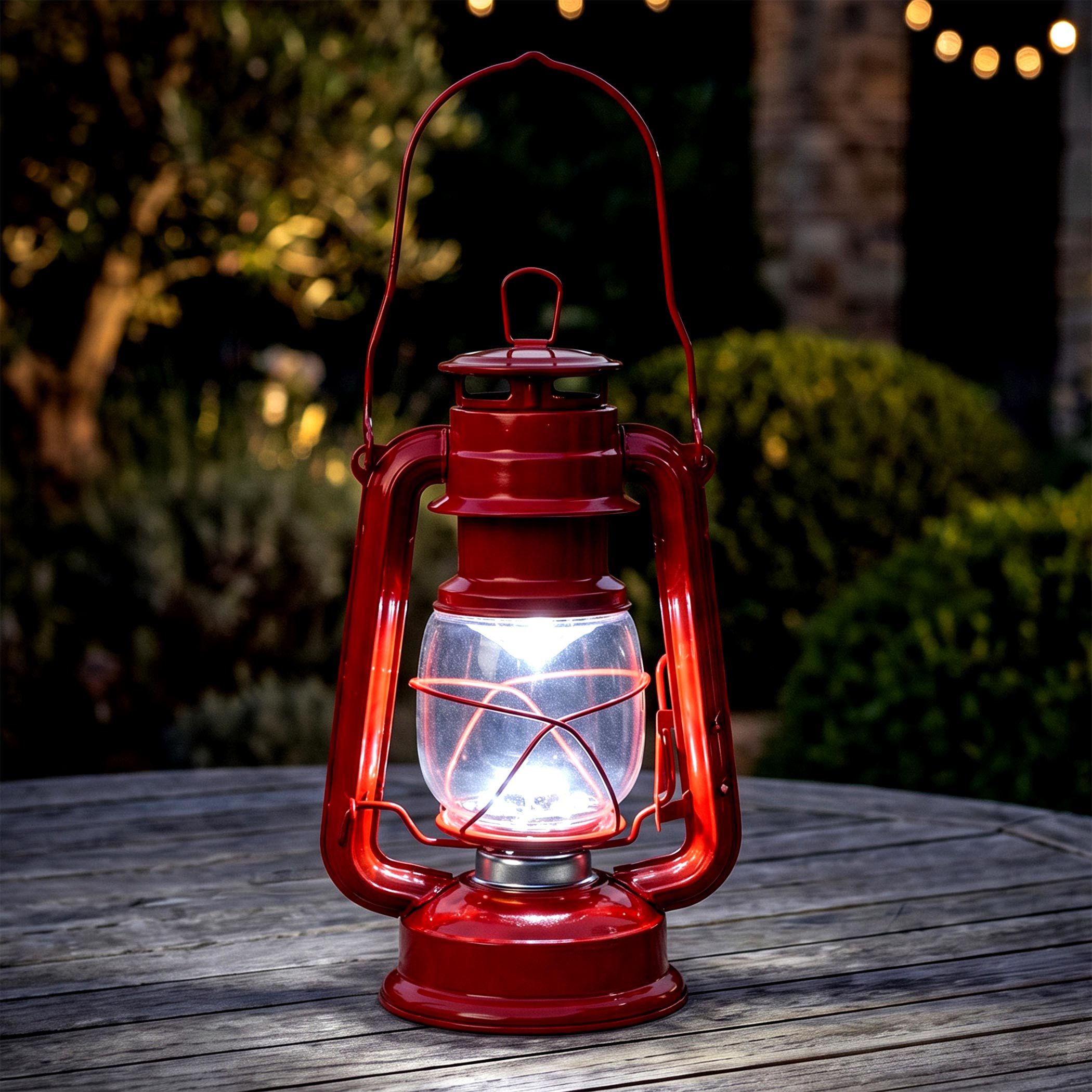 Spetebo LED Laterne LED Metall Sturmlaterne rot - 25 x 16 cm, LED, kaltweiß