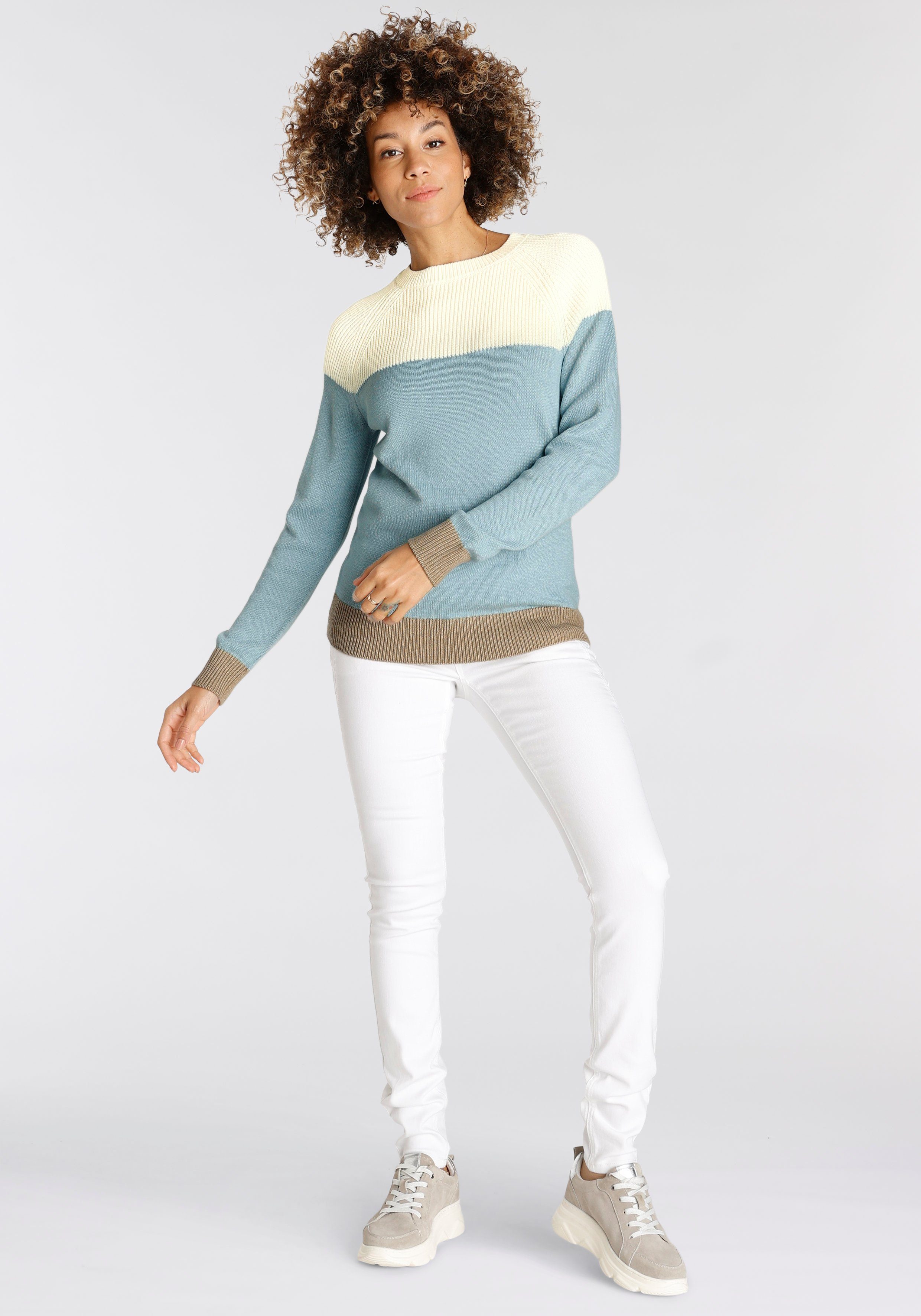Boysen's Strickpullover in modischem Strick-Mix und Streifendesign