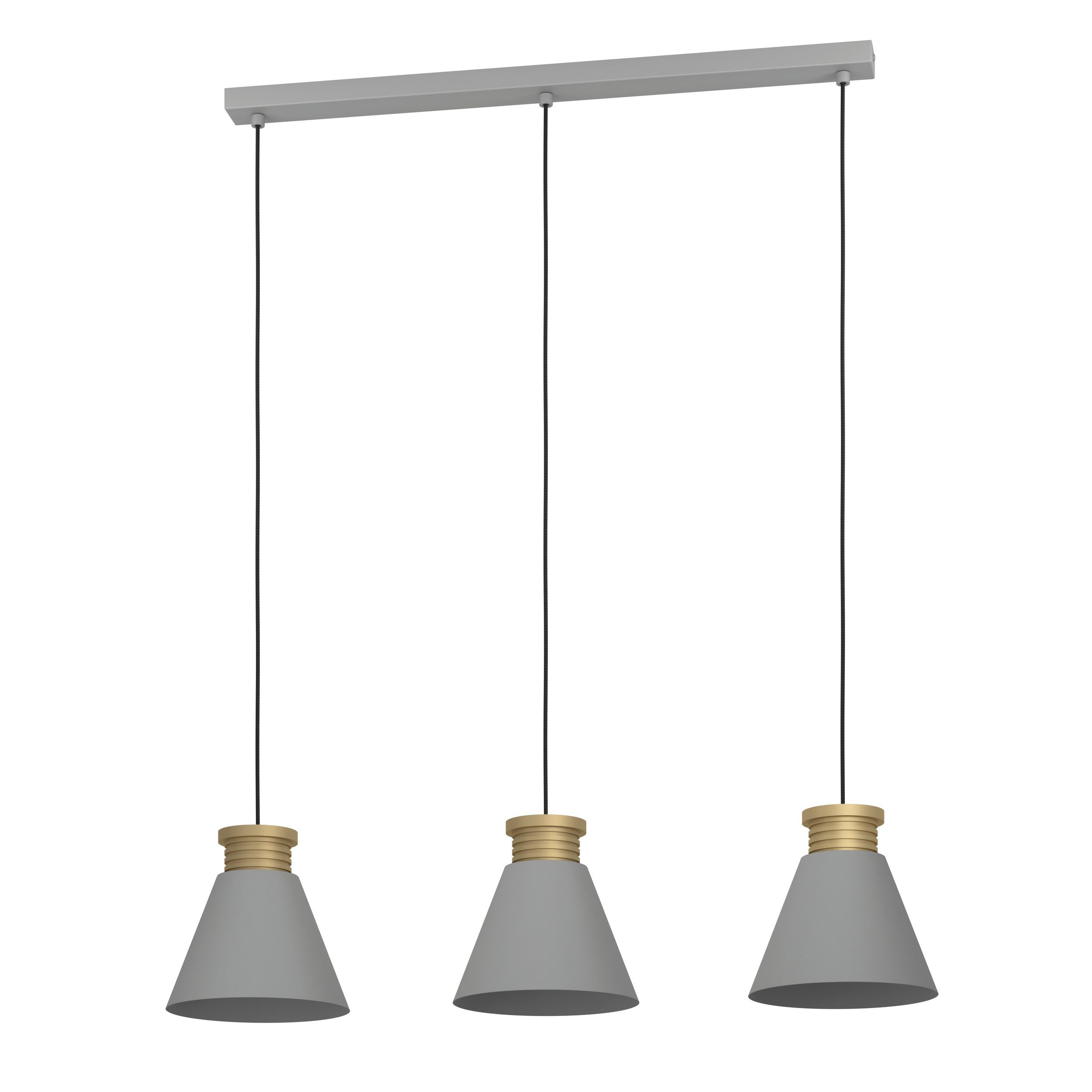 EGLO LED-Hängeleuchte Twicken, Leuchtmittel exklusive, EGLO Hängeleuchte Twicken grau, gold 3X40W L:92 H:110 cm