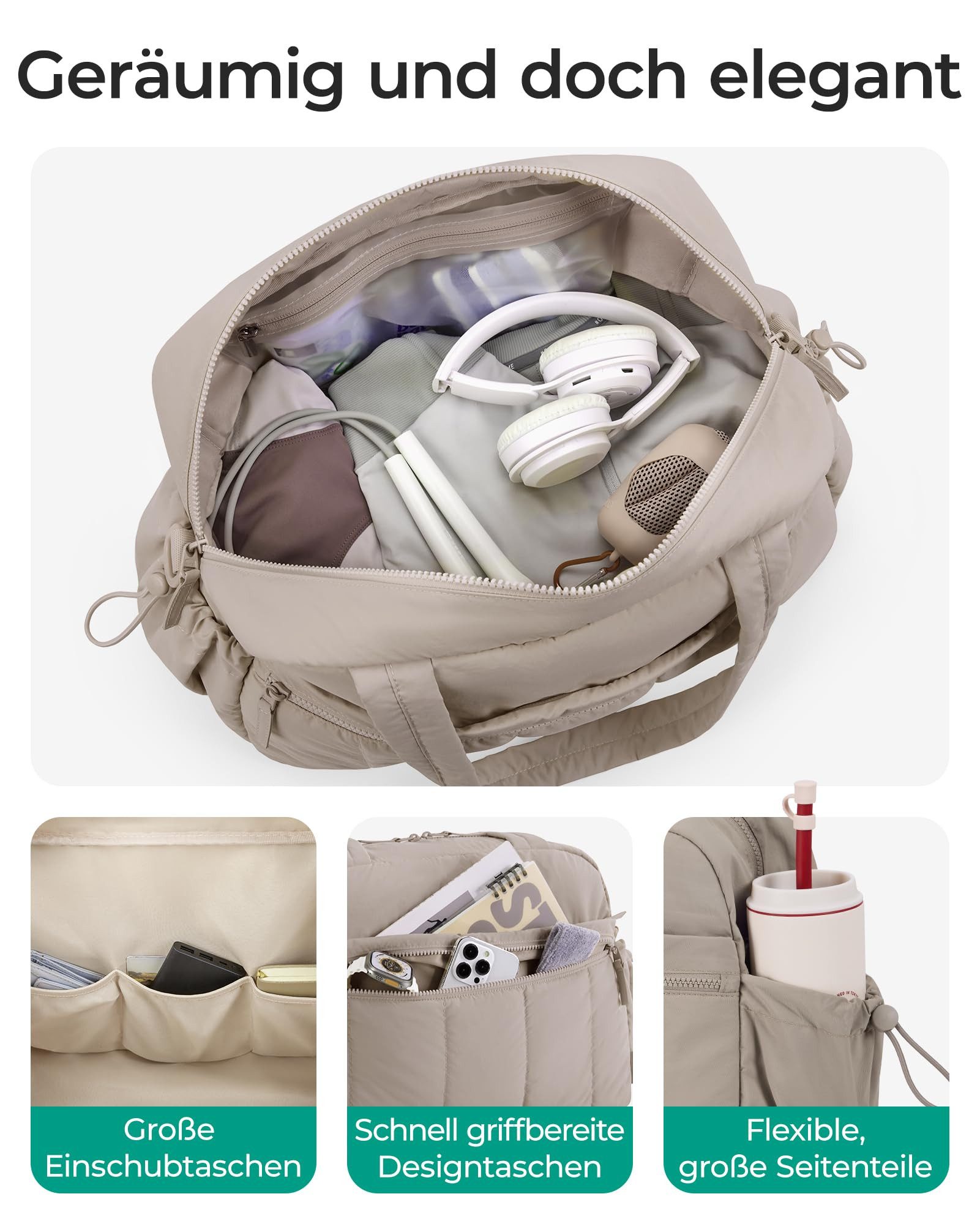 Forrlite Reisetasche Reisetasche Wasserdichter Reise-Seesack - Tragetasche, Sporttasche (Schultertasche (Erweiterbar mit Trolley-Ärmel und Nasstasche), Atmungsa – Bild 3 von 5