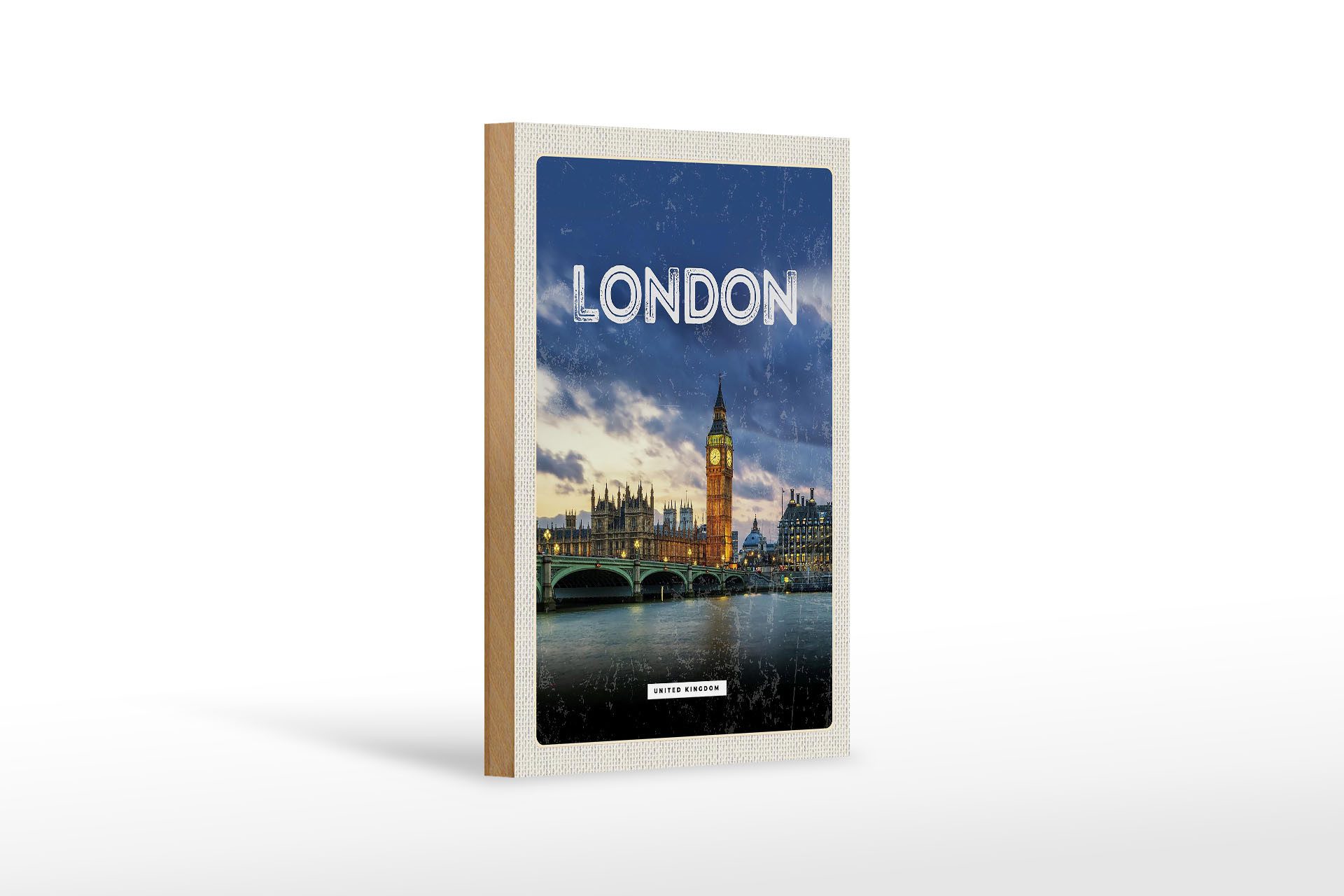 Femer GmbH Holzbild Reise 12x18 cm London United Kingdom, (1 St), Glatte Holzfaserplatte (MDF), vorn beschichtet