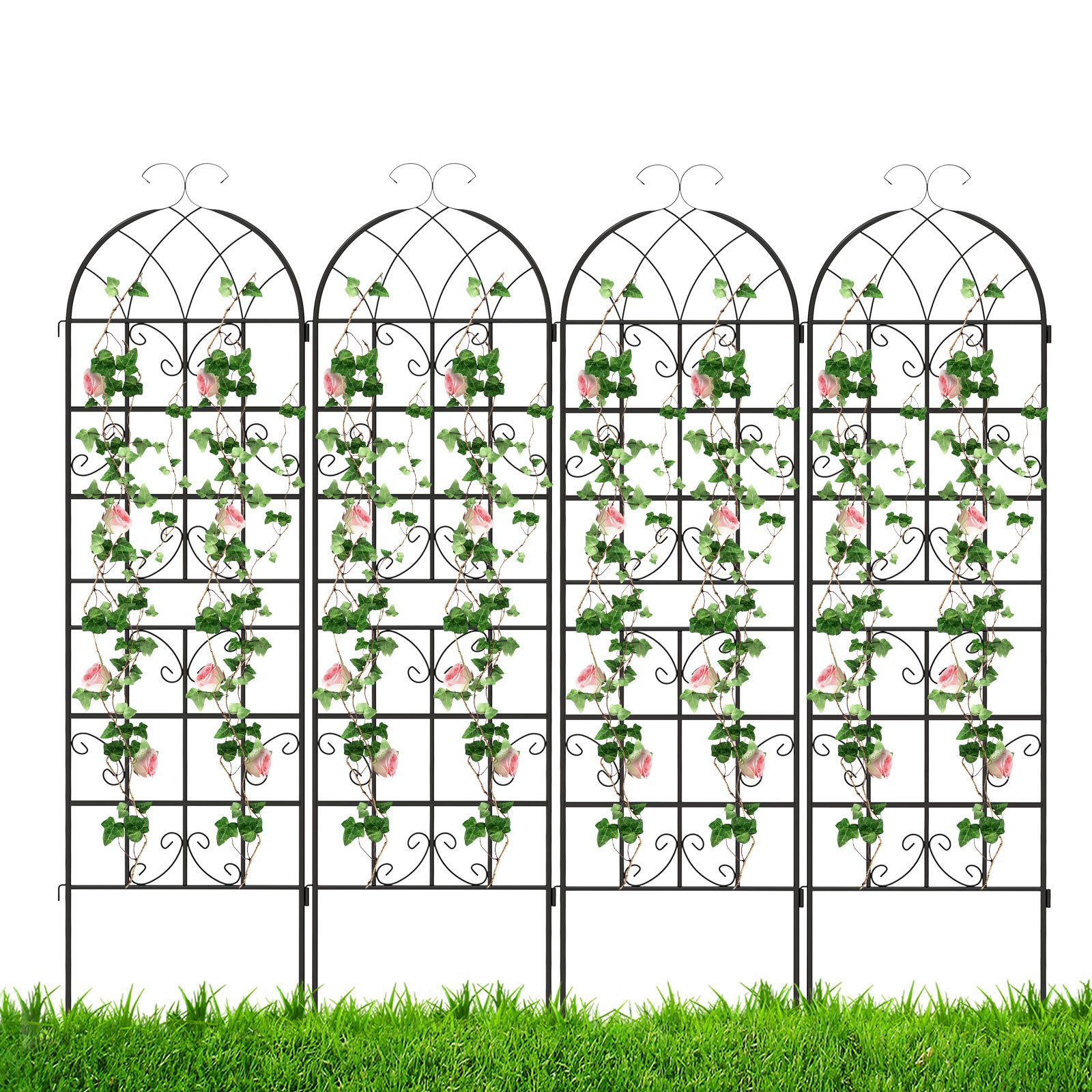 KOMFOTTEU Gartenzaun, (Set, 4-St), Rankgitter Metall (180 x 50 cm)