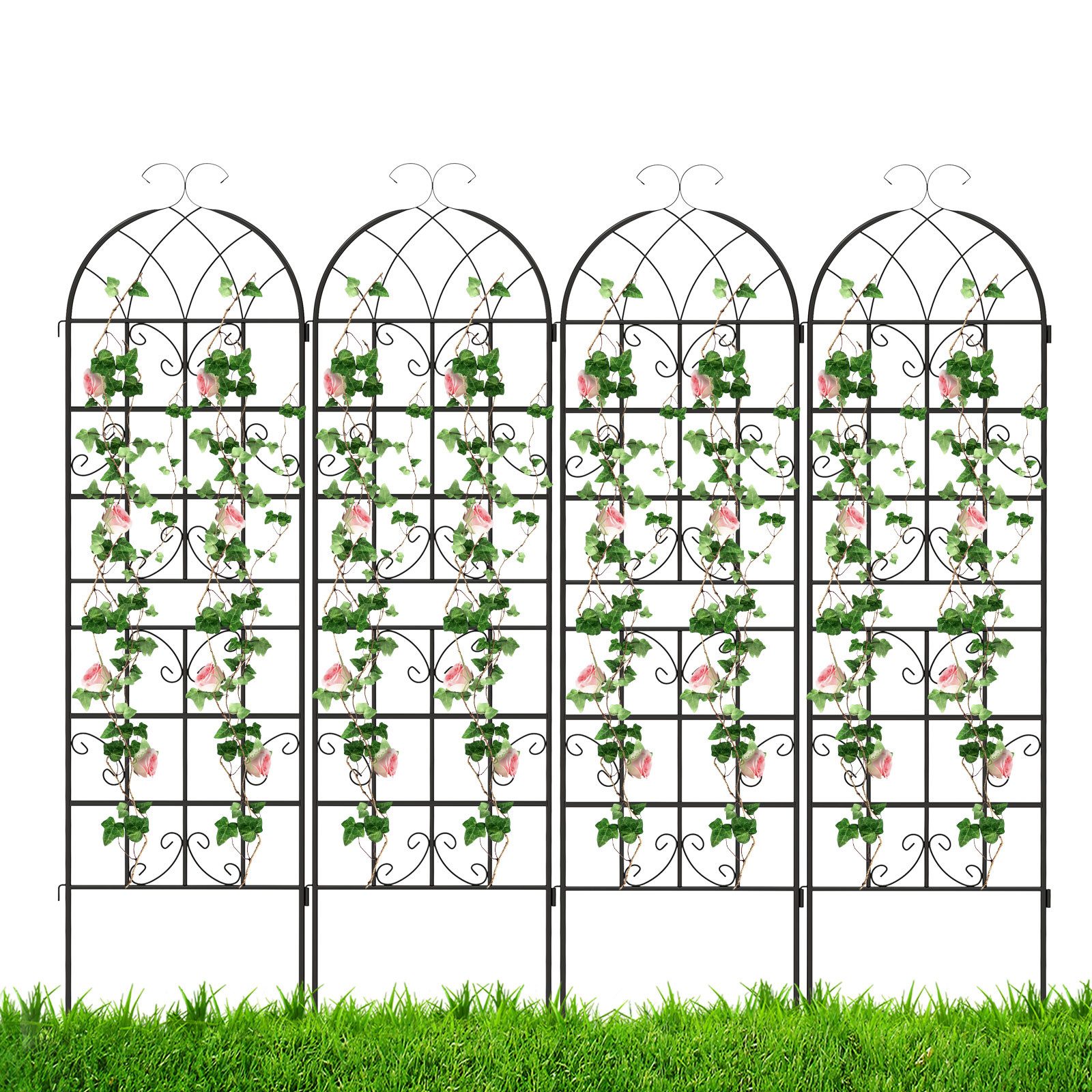 KOMFOTTEU Gartenzaun, (Set, 4-St), Rankgitter Metall (180 x 50 cm) günstig online kaufen