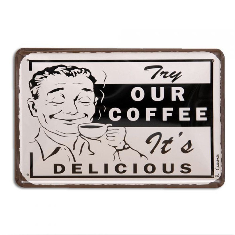 Metallbild Metallschild OUR COFFEE Vintage Schild im Retro-Design