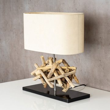 Levandeo® Nachttischlampe, Tischlampe Höhe 42cm Treibholz Tischleuchte Holz Lampe Teakholz Deko