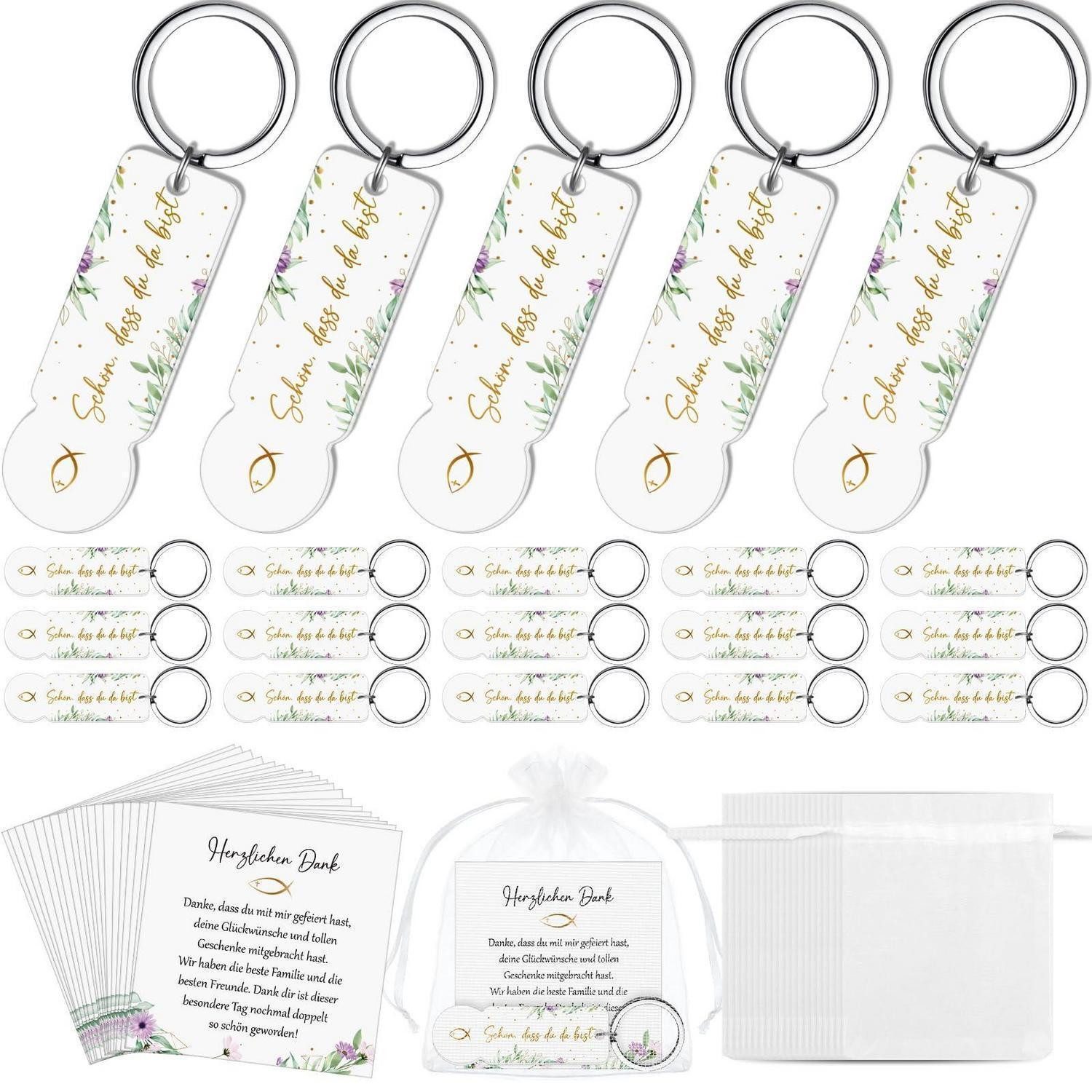 LuxusKollektion Schlüsselanhänger Set Einkaufswagenchip Schlüsselanhänger Kommunion/Taufe Blume Gold
