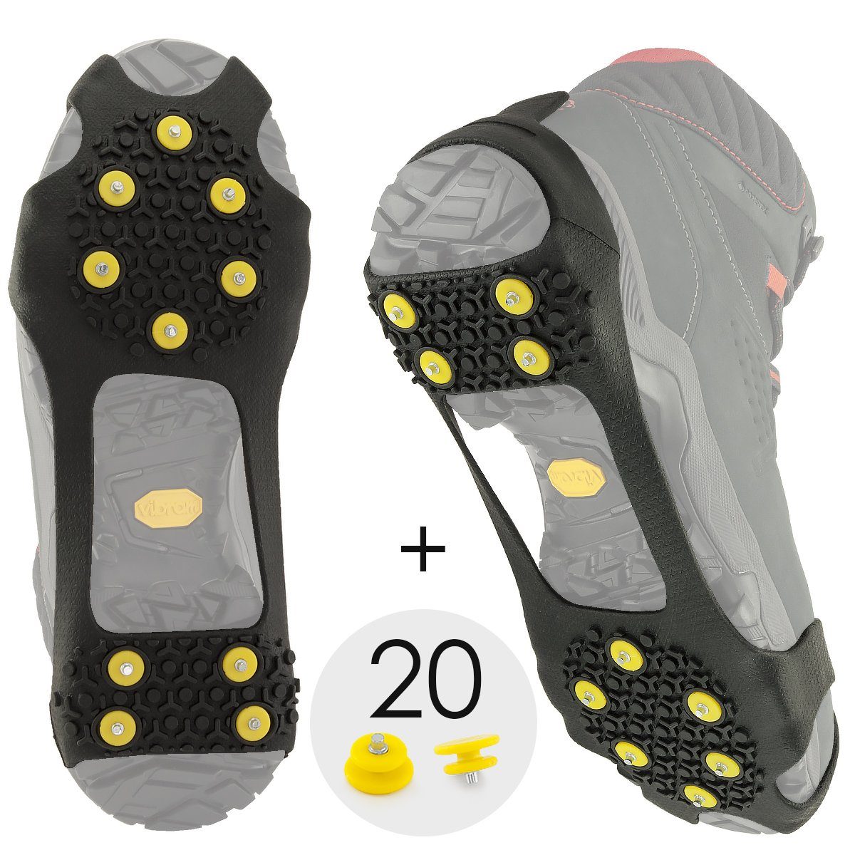 MidGard Шипи Anti-Rutsch Schuhkrallen Schuh-Spikes Gehsicherheit Eisspikes + Ersatz