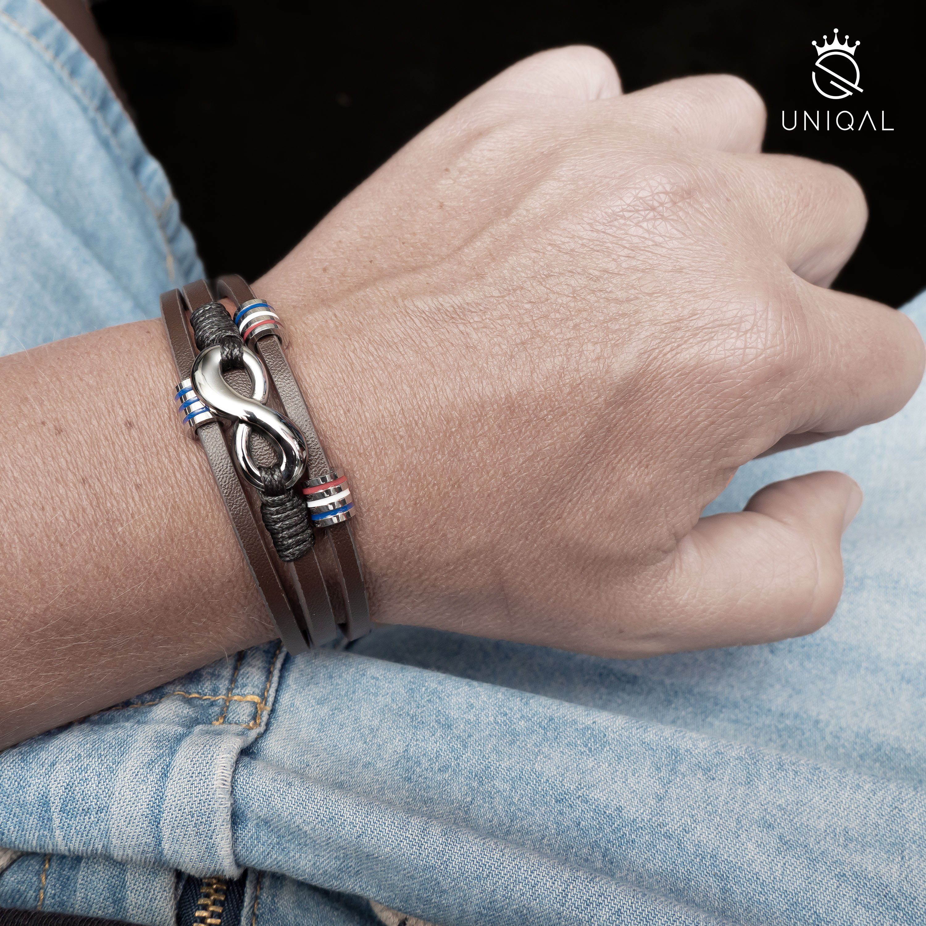 UNIQAL.de Armband Magnetverschluss – Stylische Armbänder mit Verlängerung (Echtes Leder & Edelstahl, – handgefertigt, minimalistisch, Rock Gitarre & Infinity Design), – Unisex Armband als Geschenkidee für Damen & Herren
