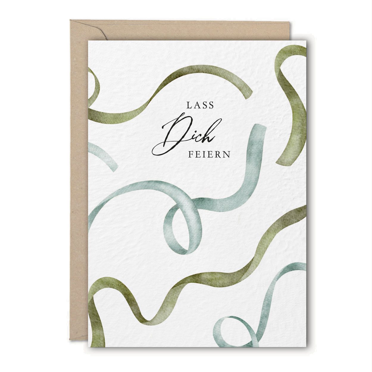 Geburtstagskarte "Lass Dich feiern" mit Aquarellmotiv, 3 STÜCK Grußkarten und Umschläge