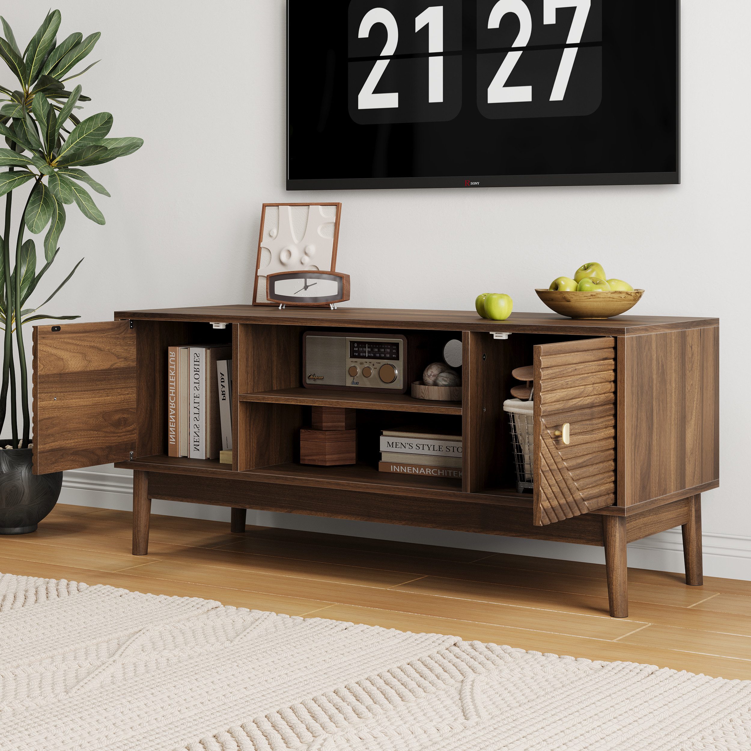 Semiocthome TV-Schrank 110 cm Mid-Century Modern TV-Ständer für 32/45 Zoll günstig online kaufen