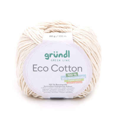 Gründl Wolle Eco Cotton Bio-Baumwolle kbA Baumwollgarn 50g Häkelwolle, 105,00 m (mit Häkelanleitung zum download, Strickgarn, Handstrickgarn für Nadelstärke 3,5 - 4,5 mm), organic cotton