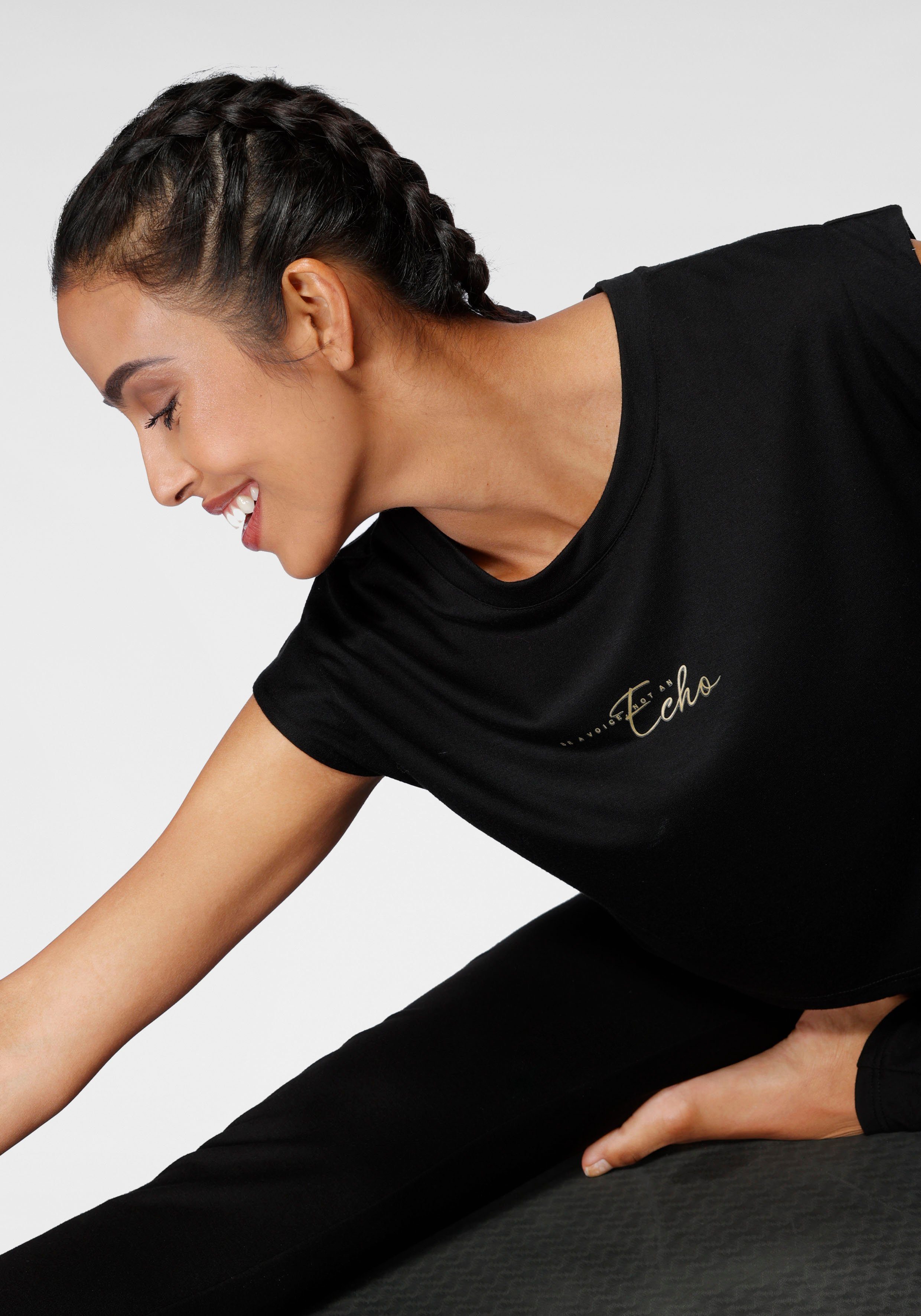 nachhaltigem Yoga Soulwear 2-tlg. Shirt Top Sportswear Material) Ocean - Relax (Set) (Set Schwarz/Schwarz & Shirt & aus Yoga