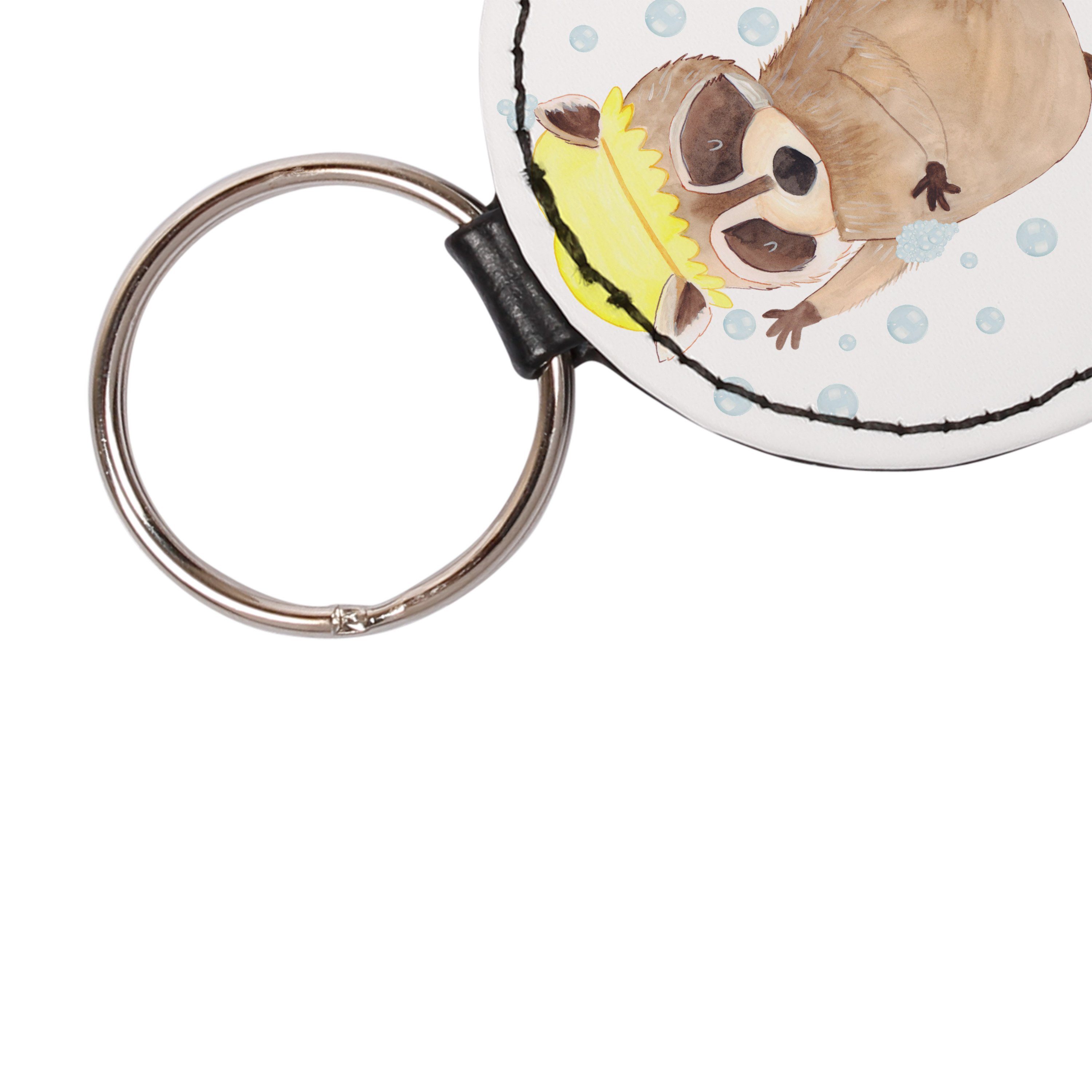Mrs. Tiere, (1-tlg) Geschenk, Anhänger, & Mr. Waschbär - - Schlüsselanhänger Seifenblasen, Glücksbrin Panda Weiß