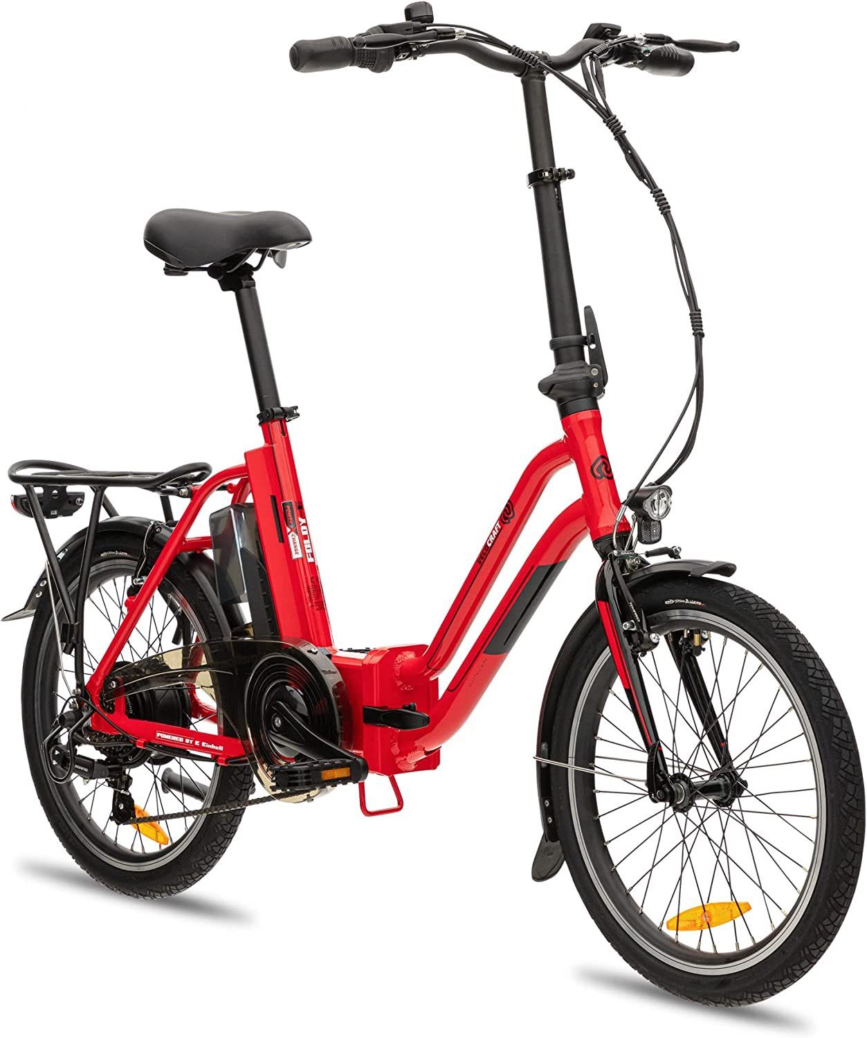 VECOCRAFT E-Bike FOLDY-E kompatibel mit Einhell 18V 2x5.2Ah Akkus, 7 Gang Shimano, Kettenschaltung, Heckmotor