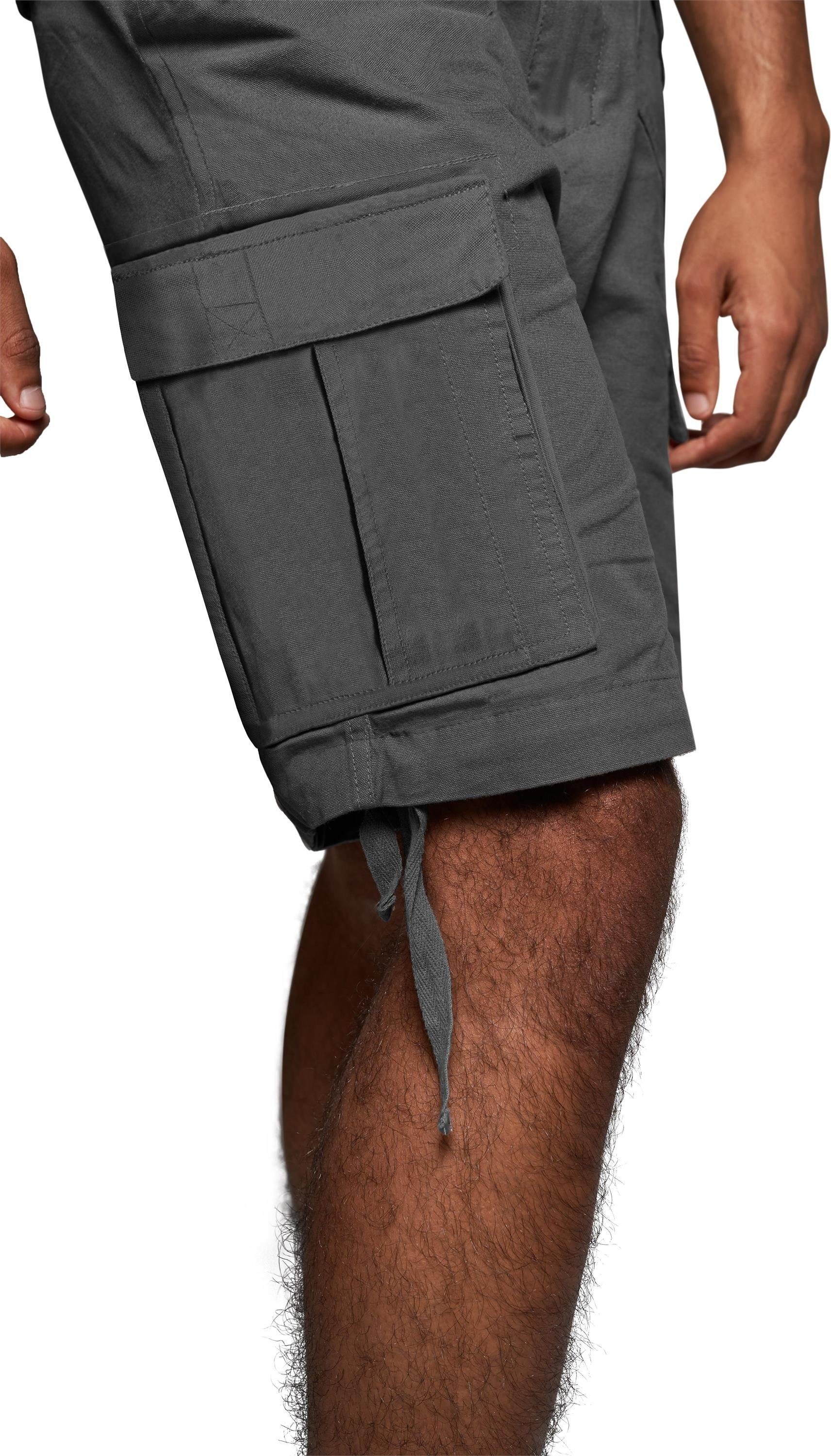 normani Bermudas Sommer-Shorts nachhaltige - Bio-Baumwolle Anthrazit 100% Gürtel Freizeithose „Wadi“ Sommerhose mit kurze Vintage-Shorts „Kalahari“