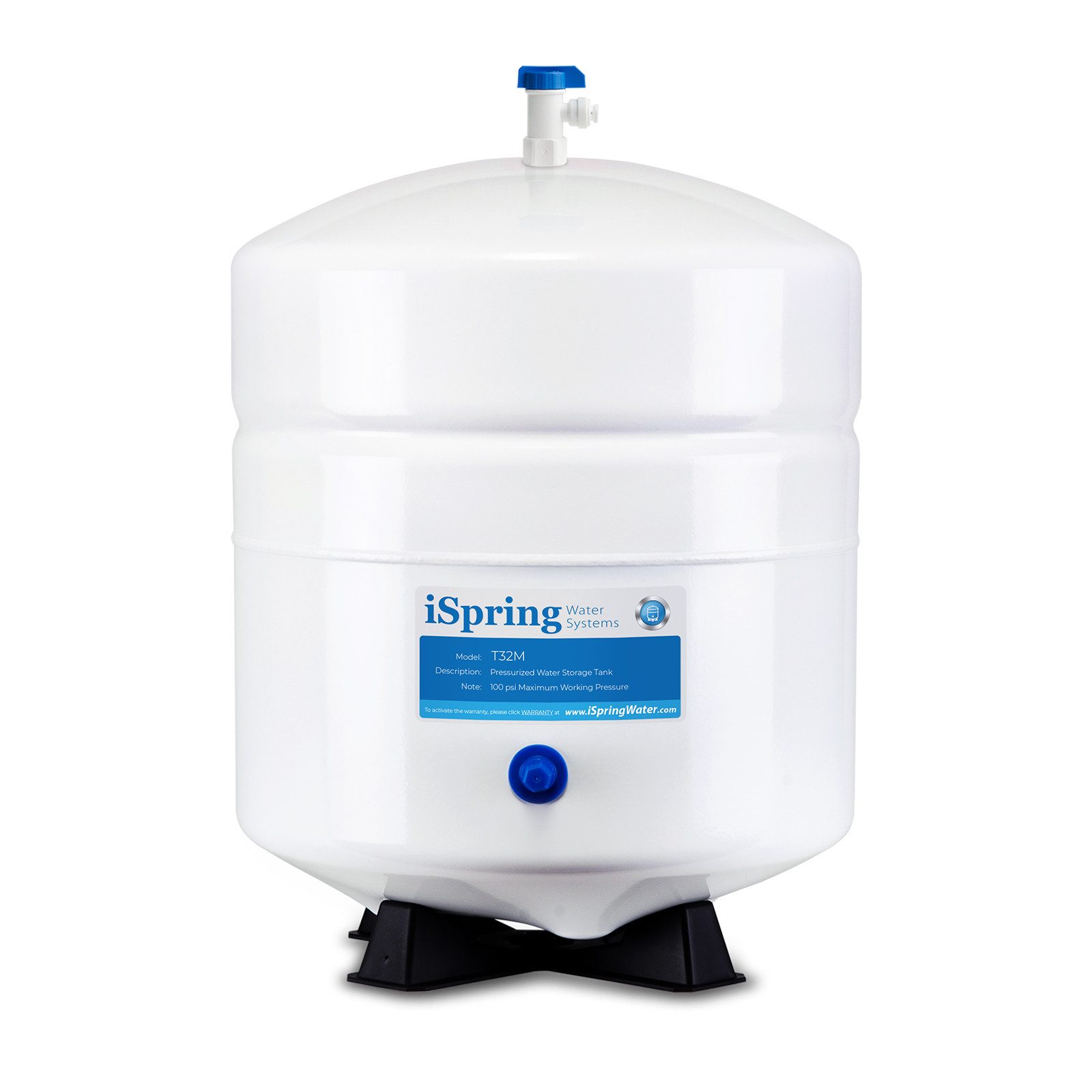 iSpring Untertisch-Trinkwassersystem Metalldrucktank T32M 12 Liter / 3.2 Gallonen für Umkehrosmoseanlagen, 1-tlg., mit Tankventil