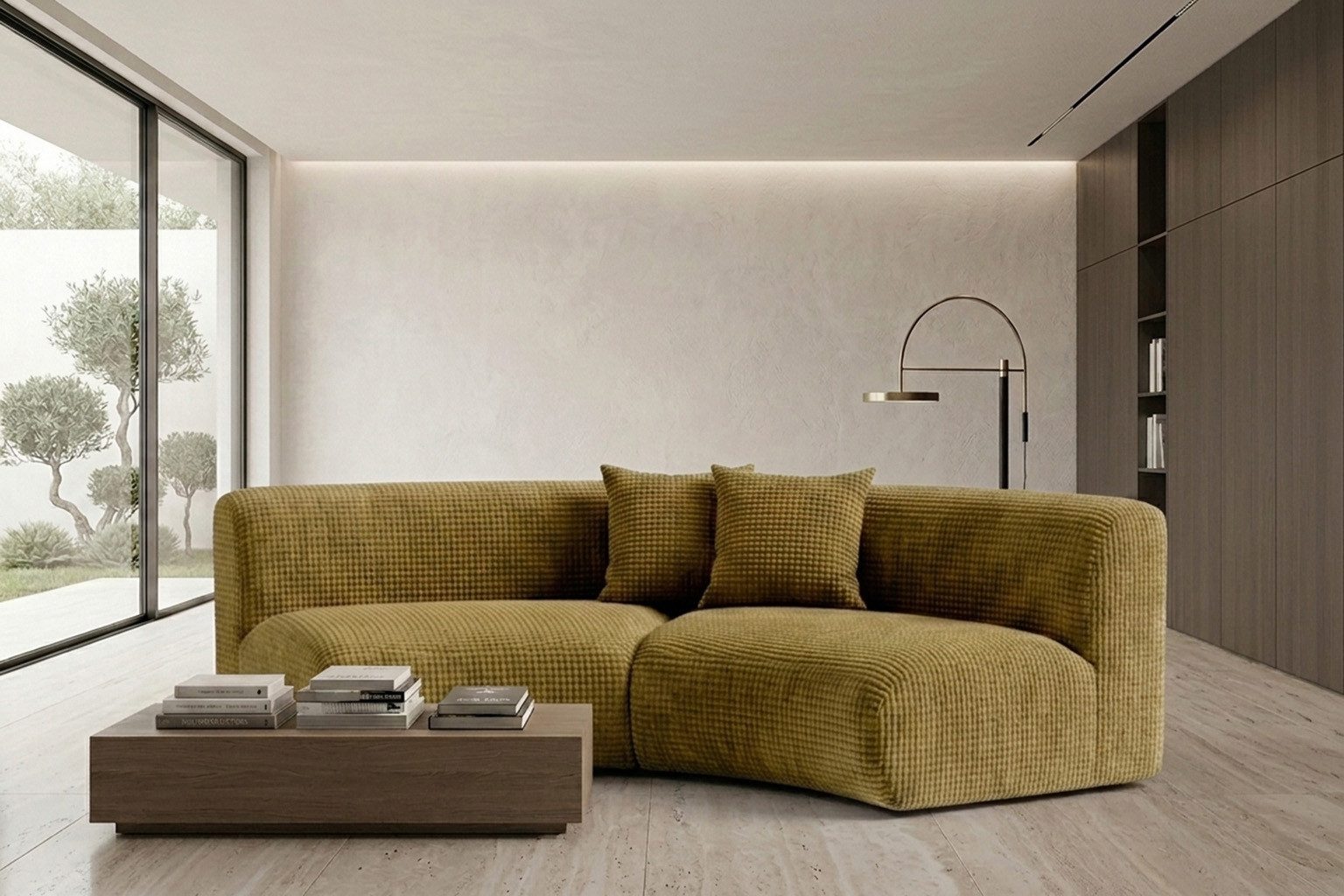 Kaiser Möbel Sofa Round für das Wohnzimmer aus Chenille-Stoff Cremona GRETA