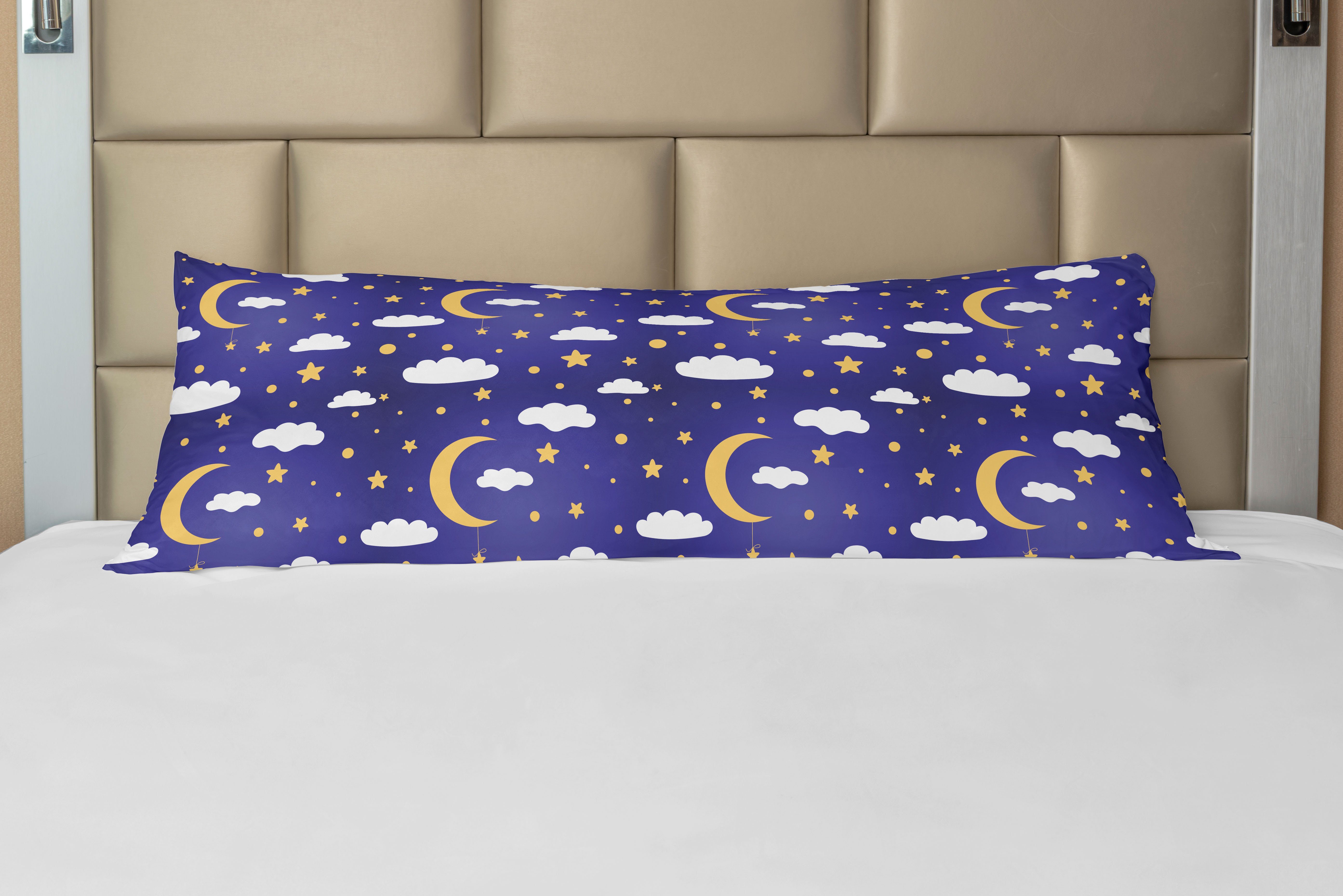 Himmel Wolken Mond-Sterne-Punkte Deko-Akzent Art Abakuhaus, Langer Seitenschläferkissenbezug Kissenbezug, und