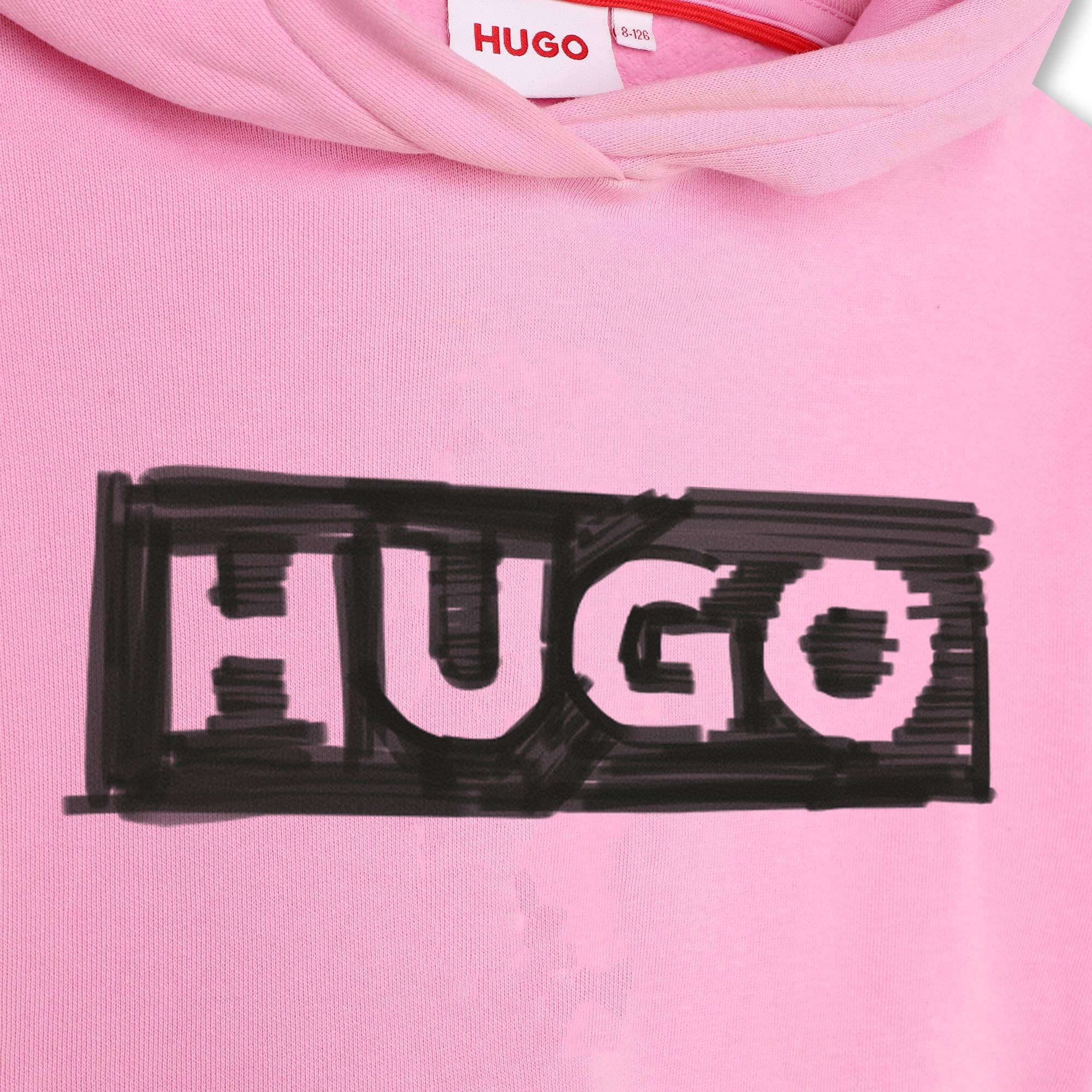 HUGO mit Kids Kapuzenpullover schwarzem HUGO Kapuzenpullover Logo Rosa