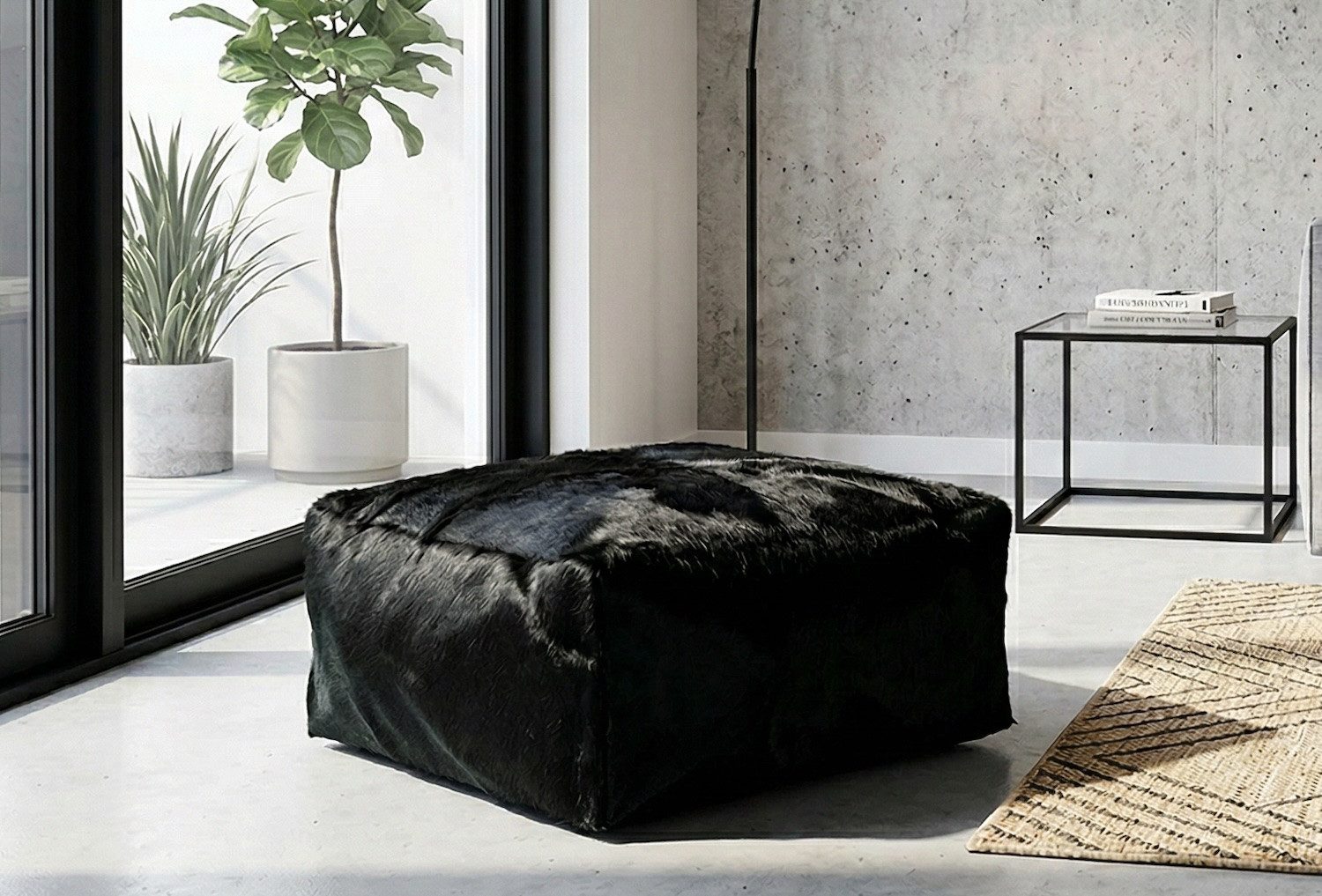 KUHFELL online & NOMAD Pouf KUHFELL POUF FUßHOCKER SITZKISSEN 60 x 60 x 30 cm