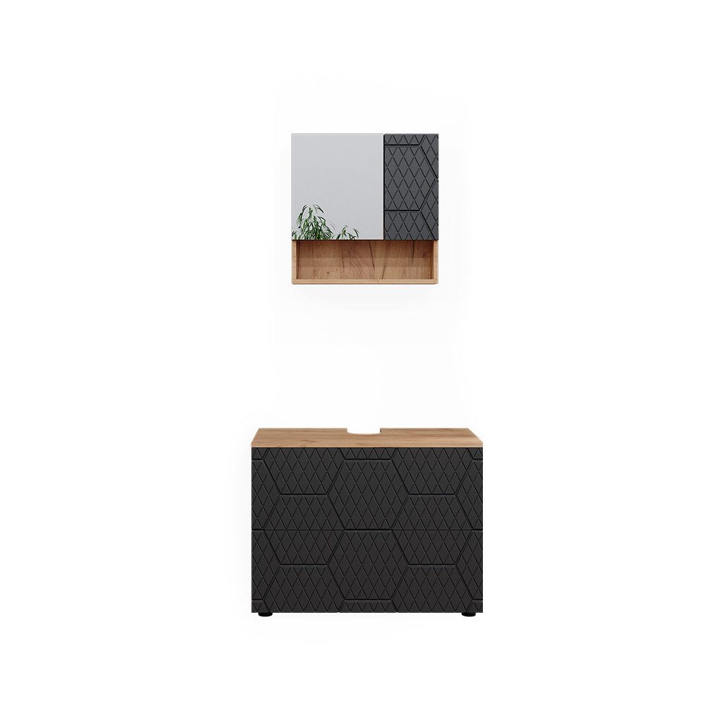 Vicco Badmöbel-Set Irma, Goldkraft Eiche/Anthrazit, 2 günstig online kaufen