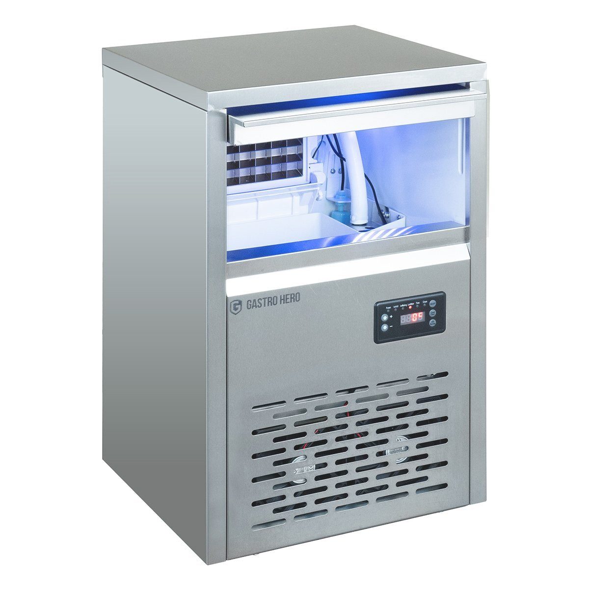 GastroHero Elektrischer Eiswürfelbereiter Eiswürfelbereiter ECO 40 kg Eiswürfelmaschine Edelstahl
