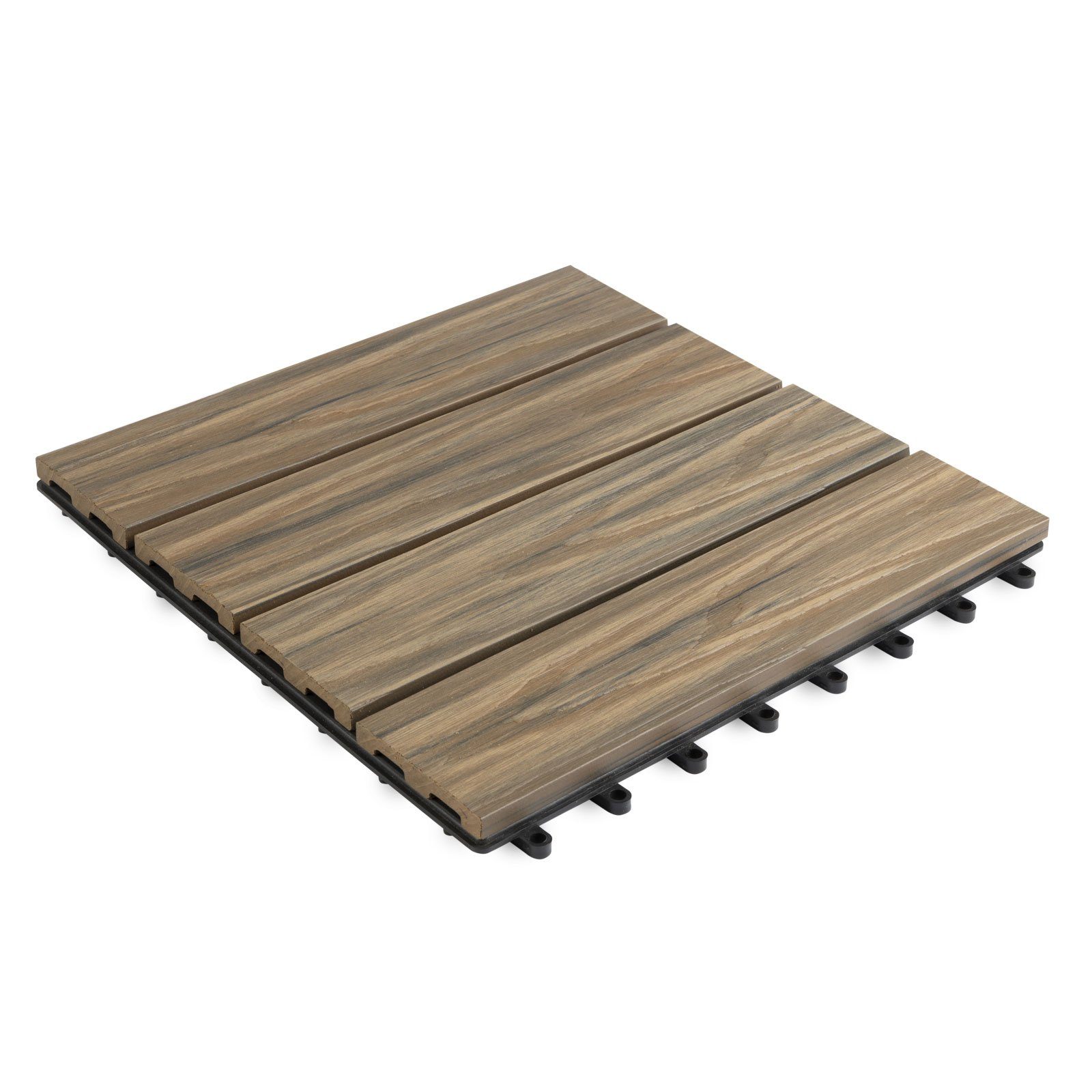 Floordirekt Klickfliese Mix Teak, 30 x 30 cm, Terrassenfliese mit Drainagefunktion, WPC-Fliese, 33 St.